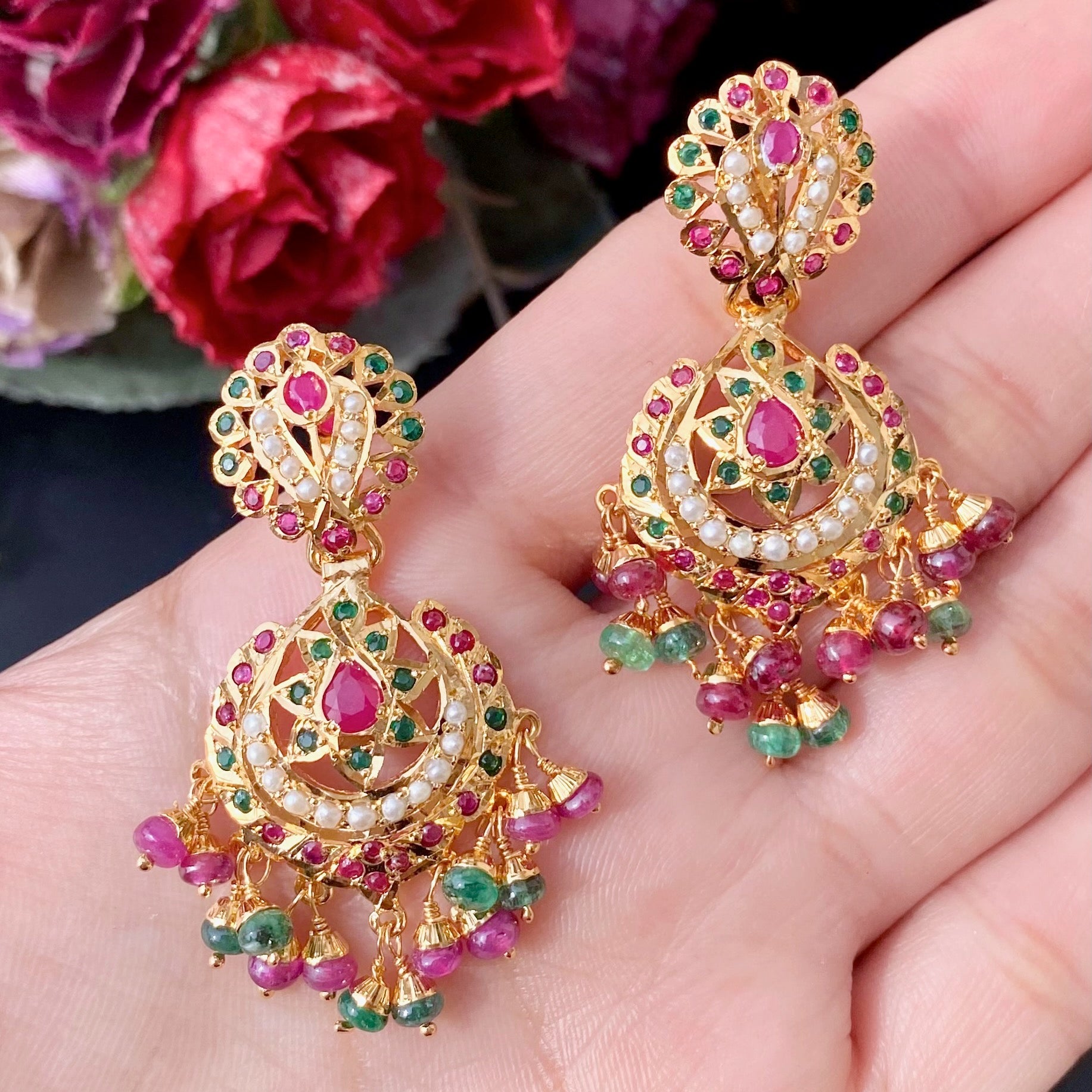 short indian necklace ruby emerald