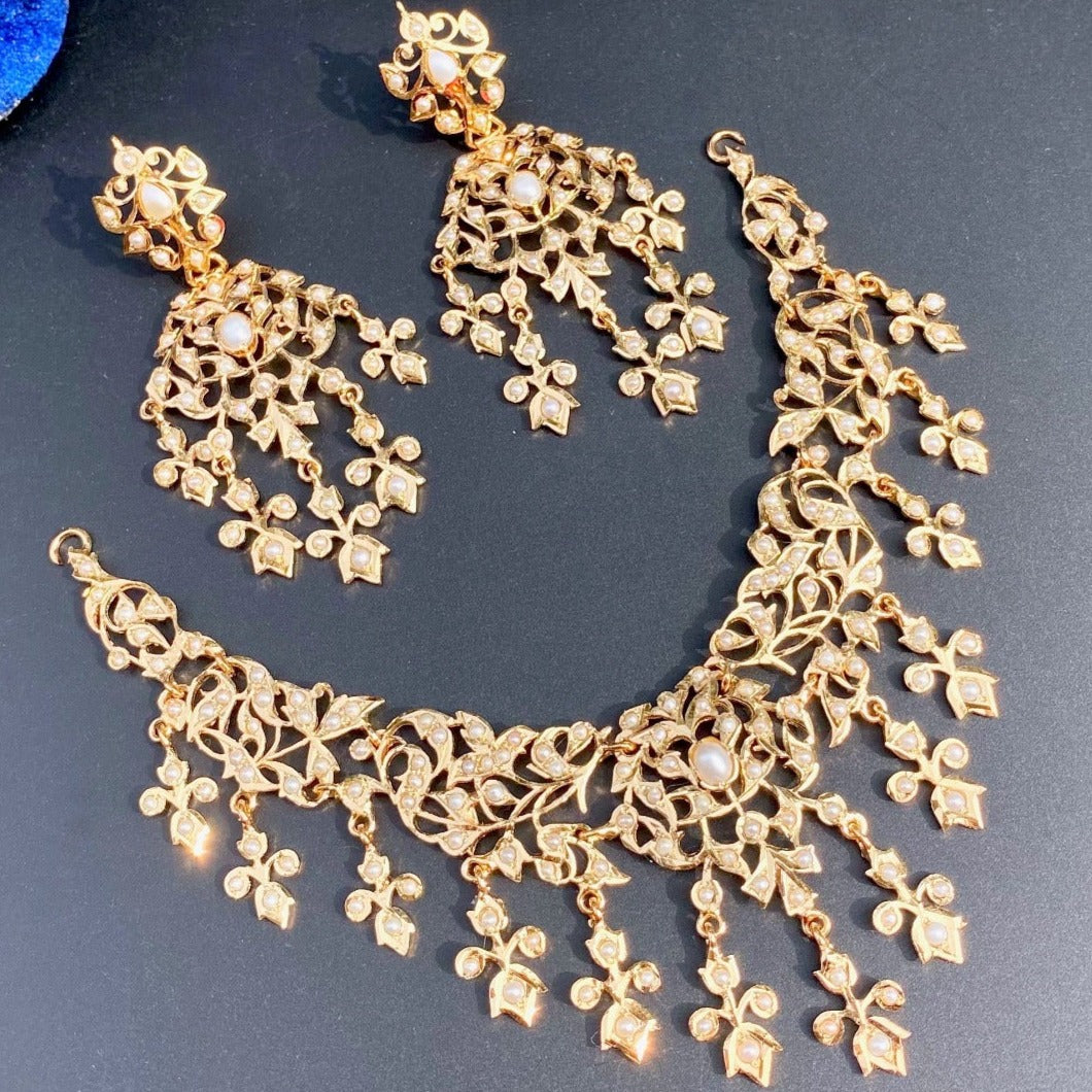 Edwardian Pearl Set | Premium Gold Plated Jewelry | For Women