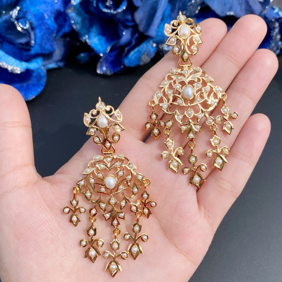 Edwardian Pearl earrings | Premium Gold Plated Jewelry | For Women