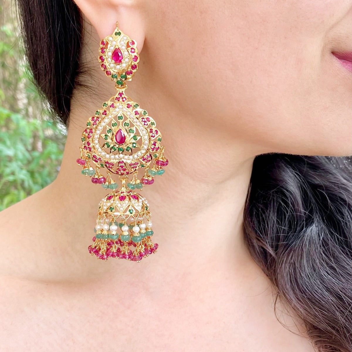 statement long jhumka earrings