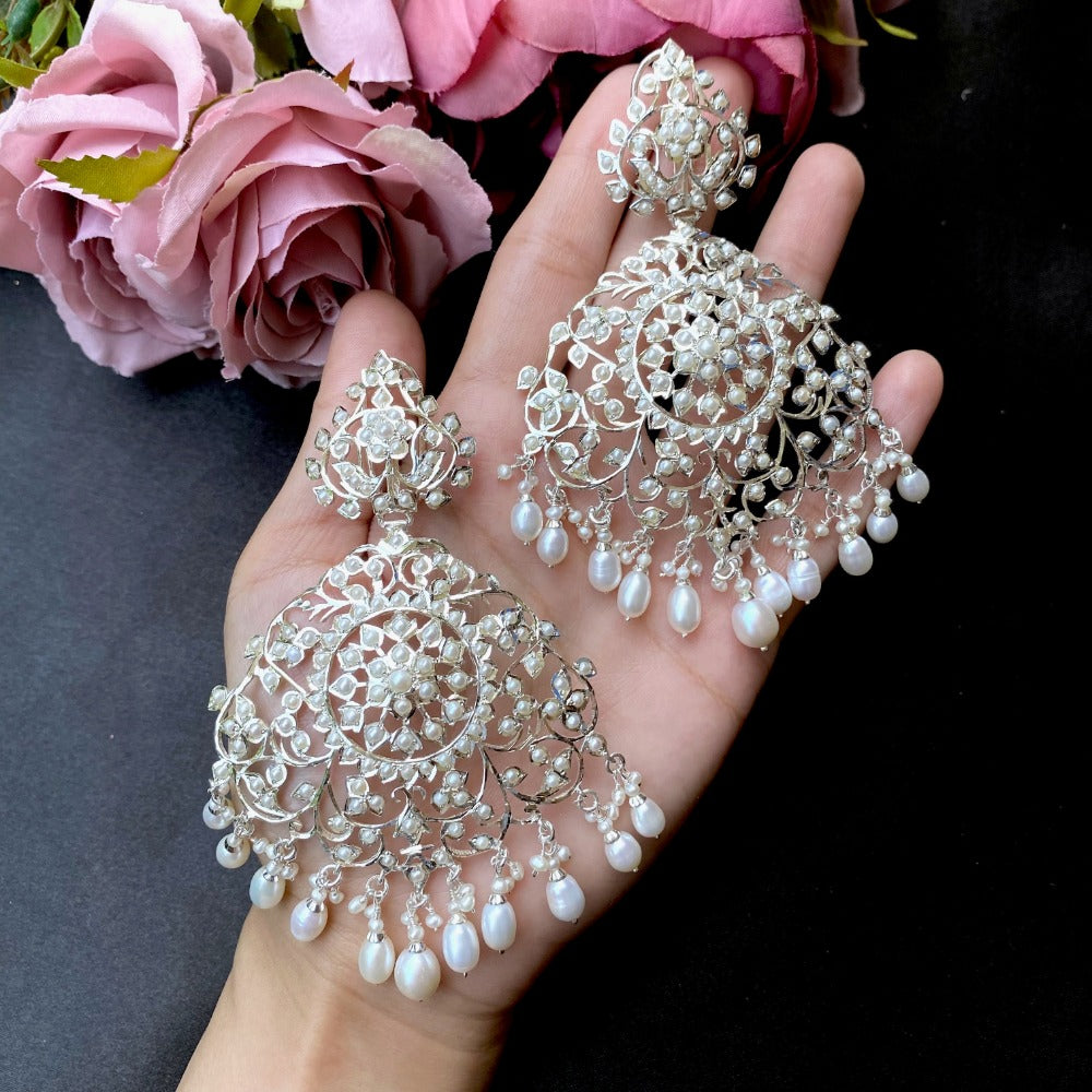 statement oversized pearl earrings in sterling silver