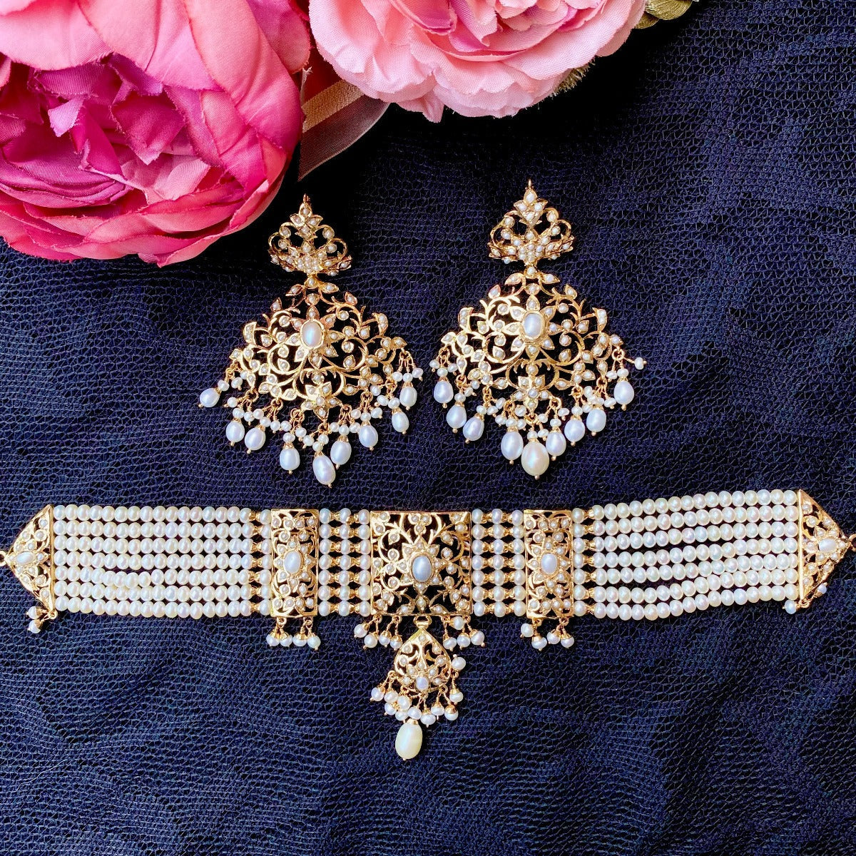 real pearls Hyderabadi choker set