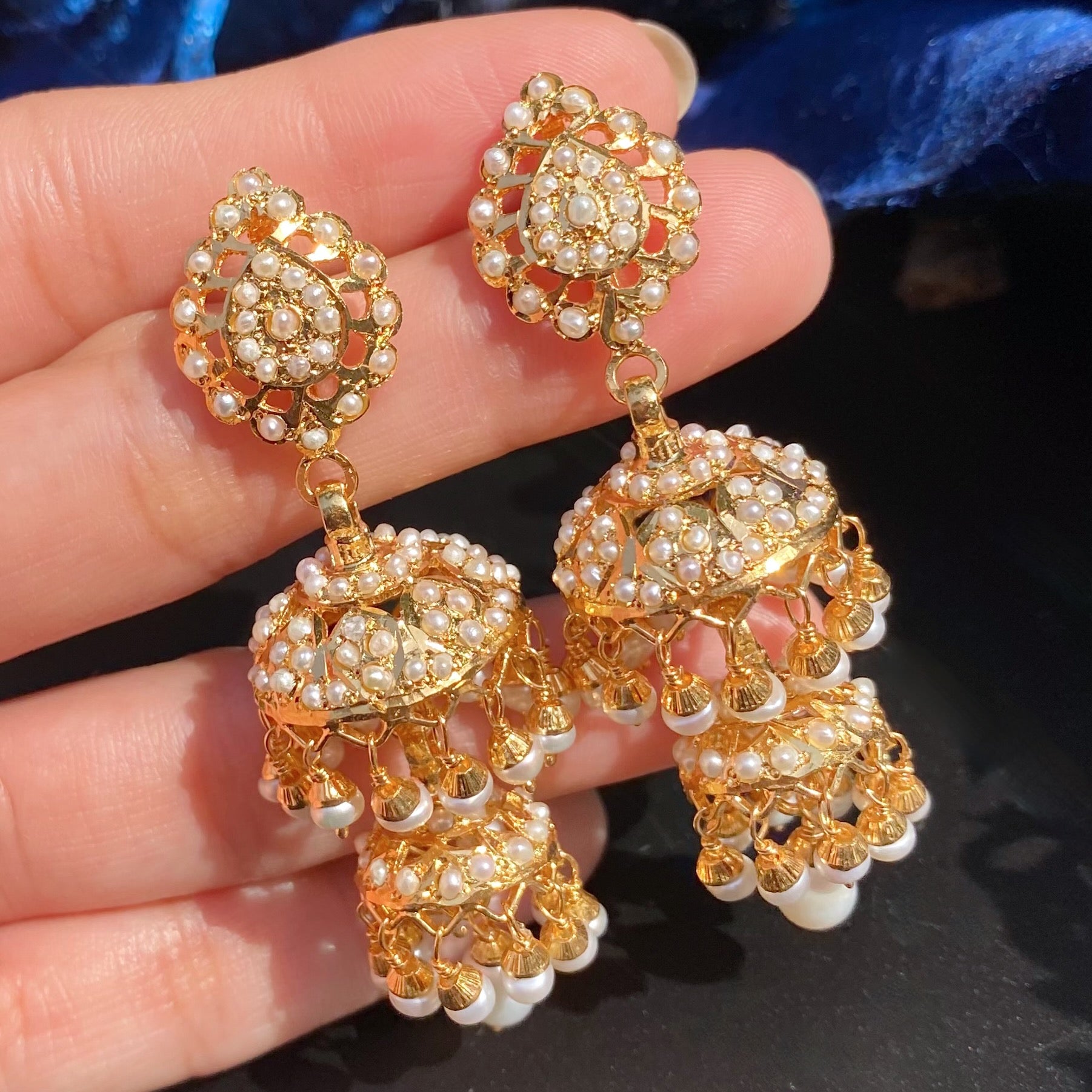 pearl double jhumka
