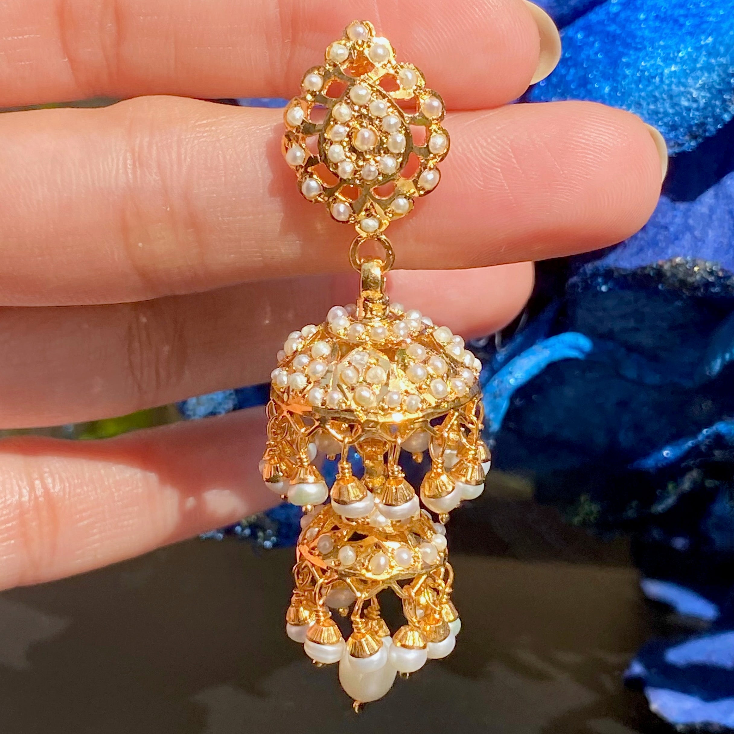 pearl double jhumka