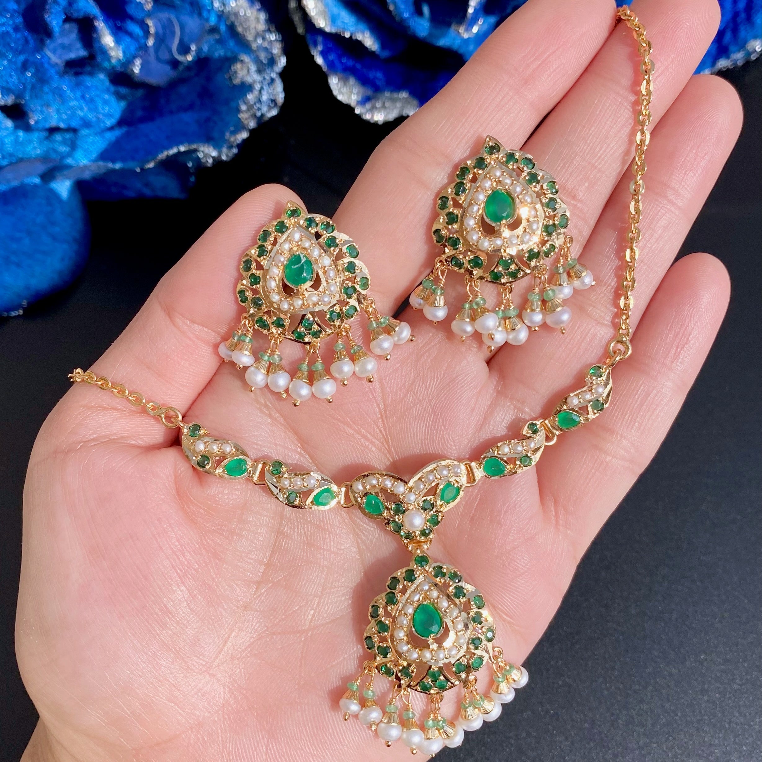 Cute Jadau Chain Necklace Set | Gold Plated on 925 Silver NS 445