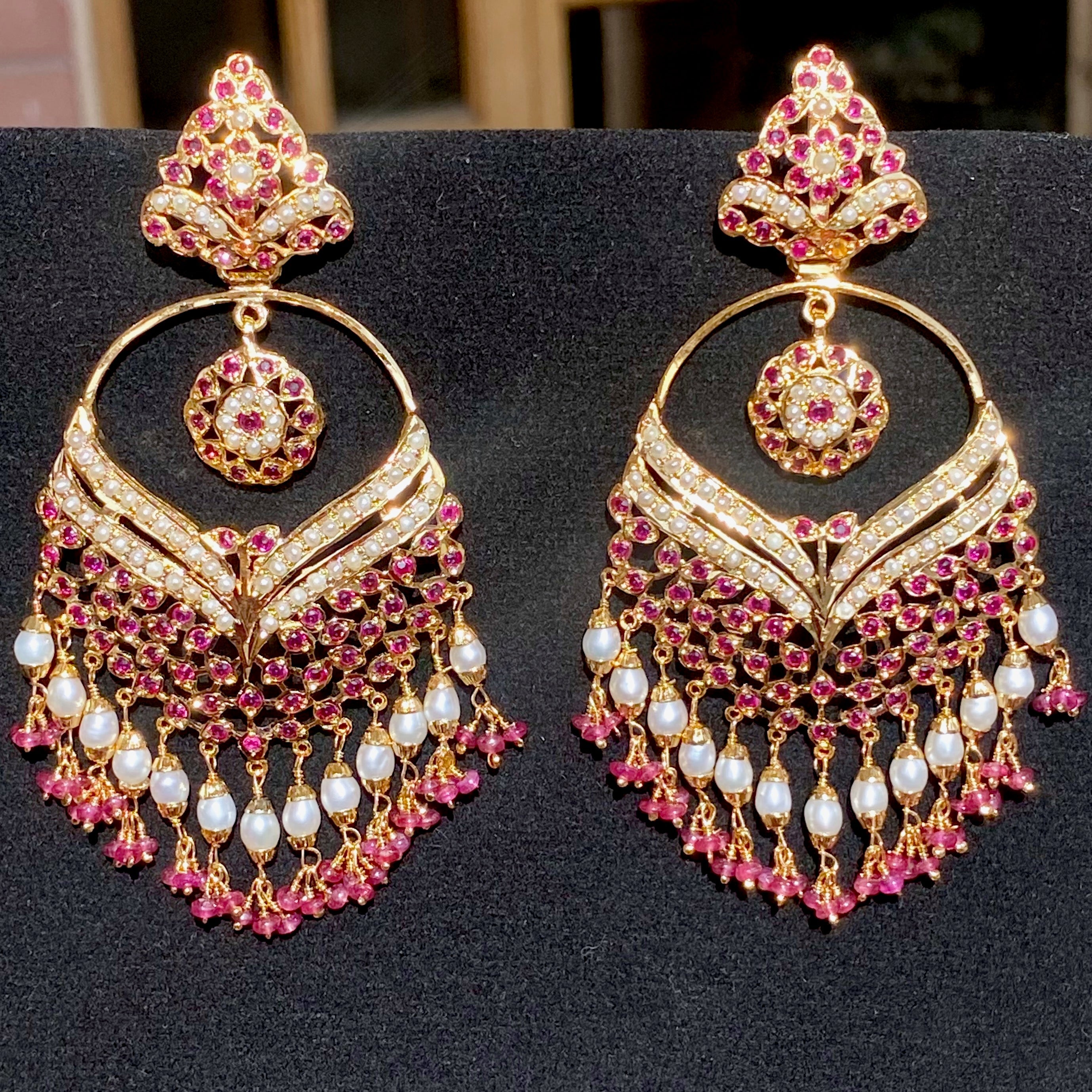 ruby red chandbali gold plated