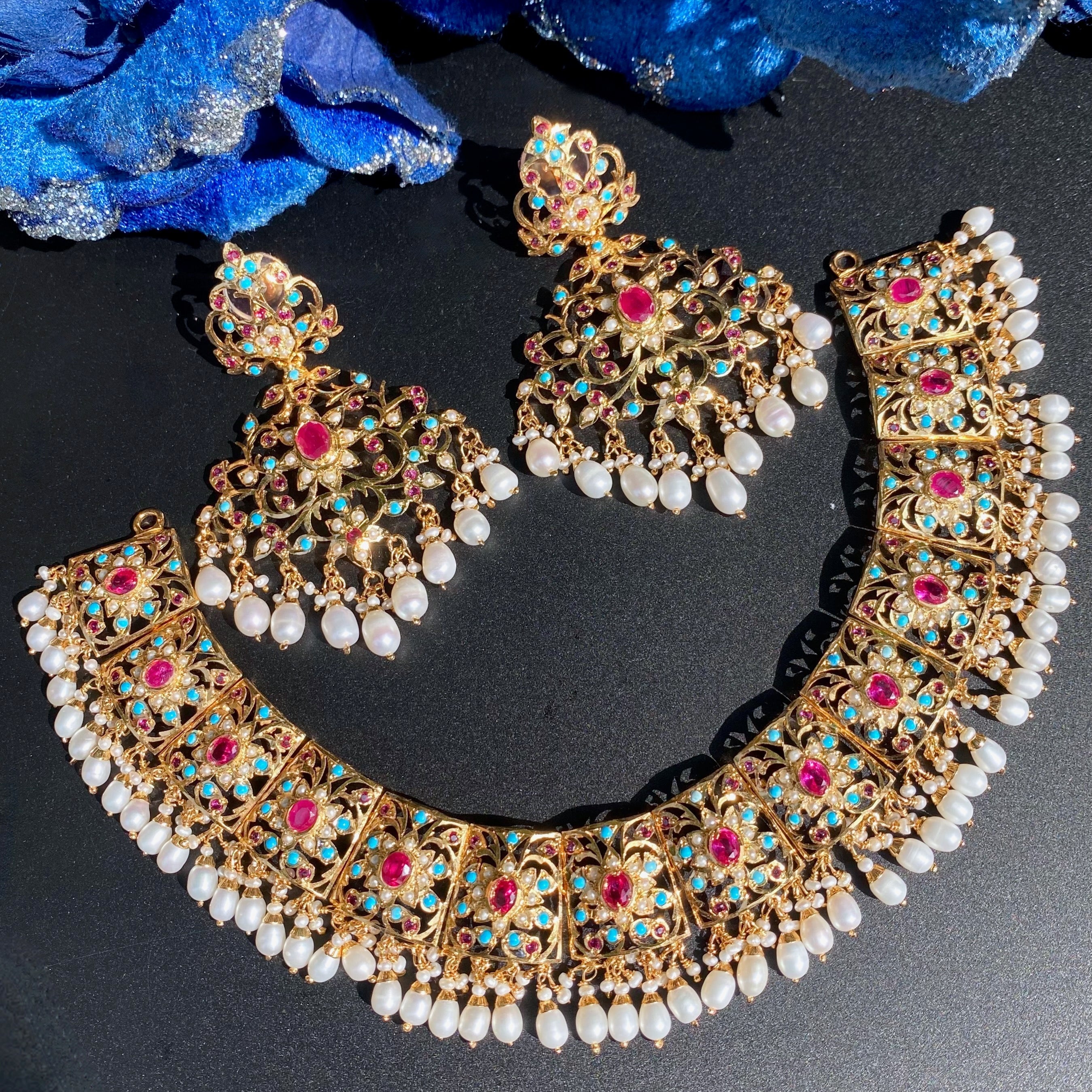 gold plated indian necklace