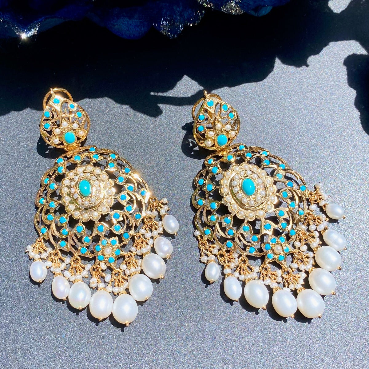 pearl and turquoise earrings