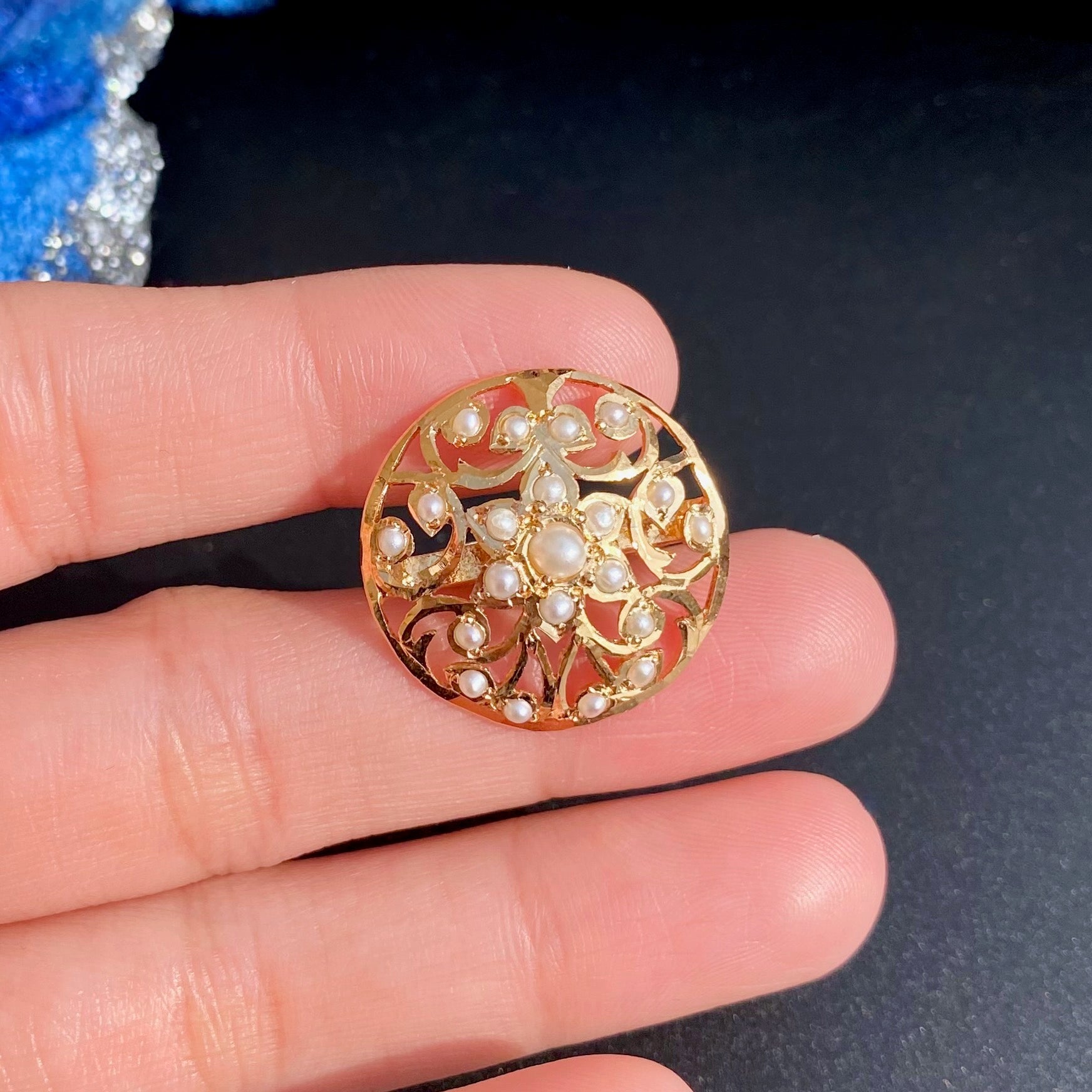 Round Pearl Rings For Women | Gold Plated on Silver LR 113