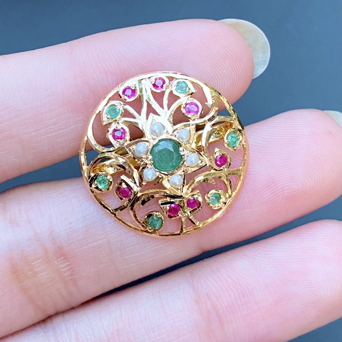 round jadau gold ring
