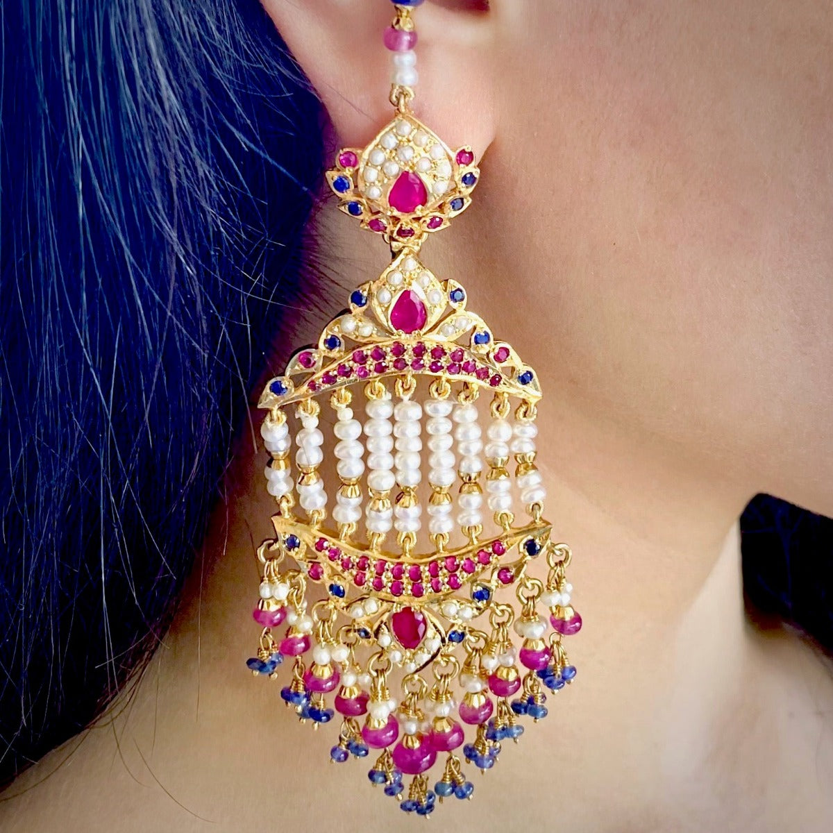 mukticolored jhoomar earrings
