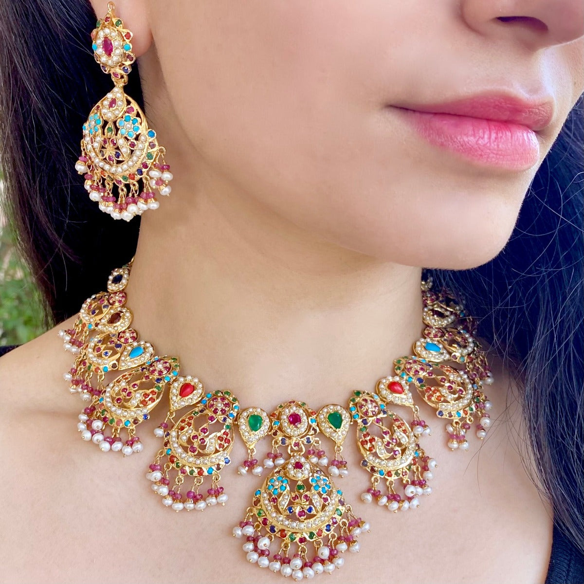 navaratna necklace set nj