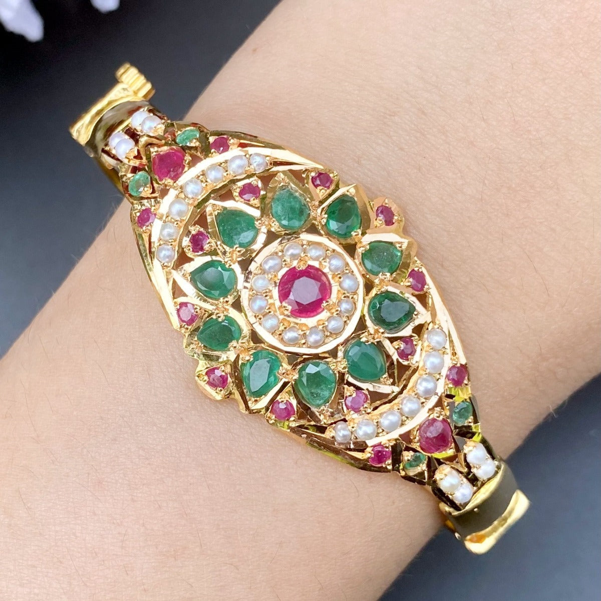 emerald ruby bracelet design for women from rudradhan jewellers