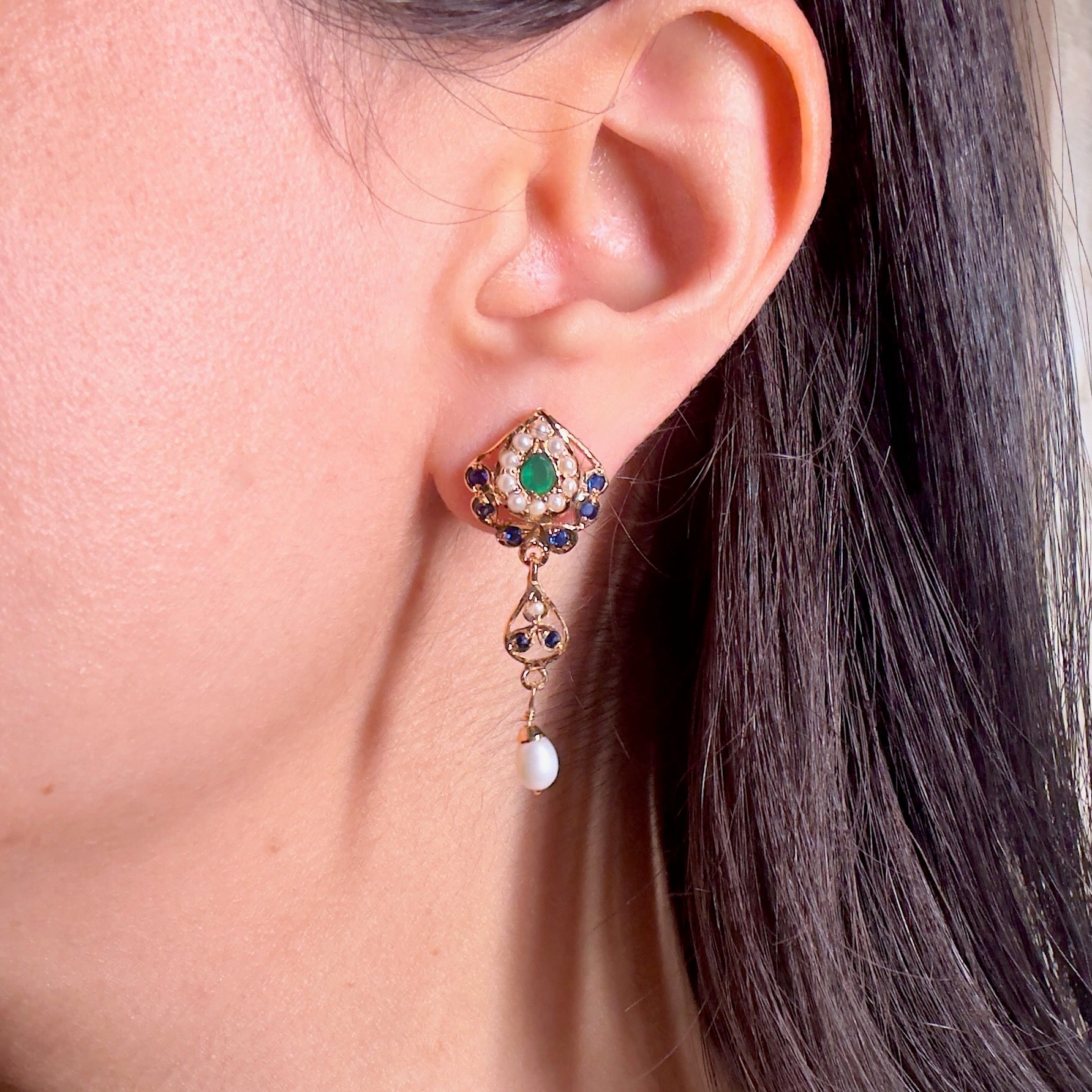 Delicate Gold Plated Jadau Stud Earrings ER 494