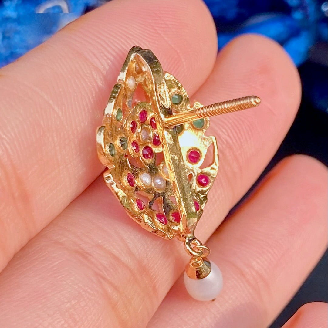 gold plated bengali tops with pearl drop