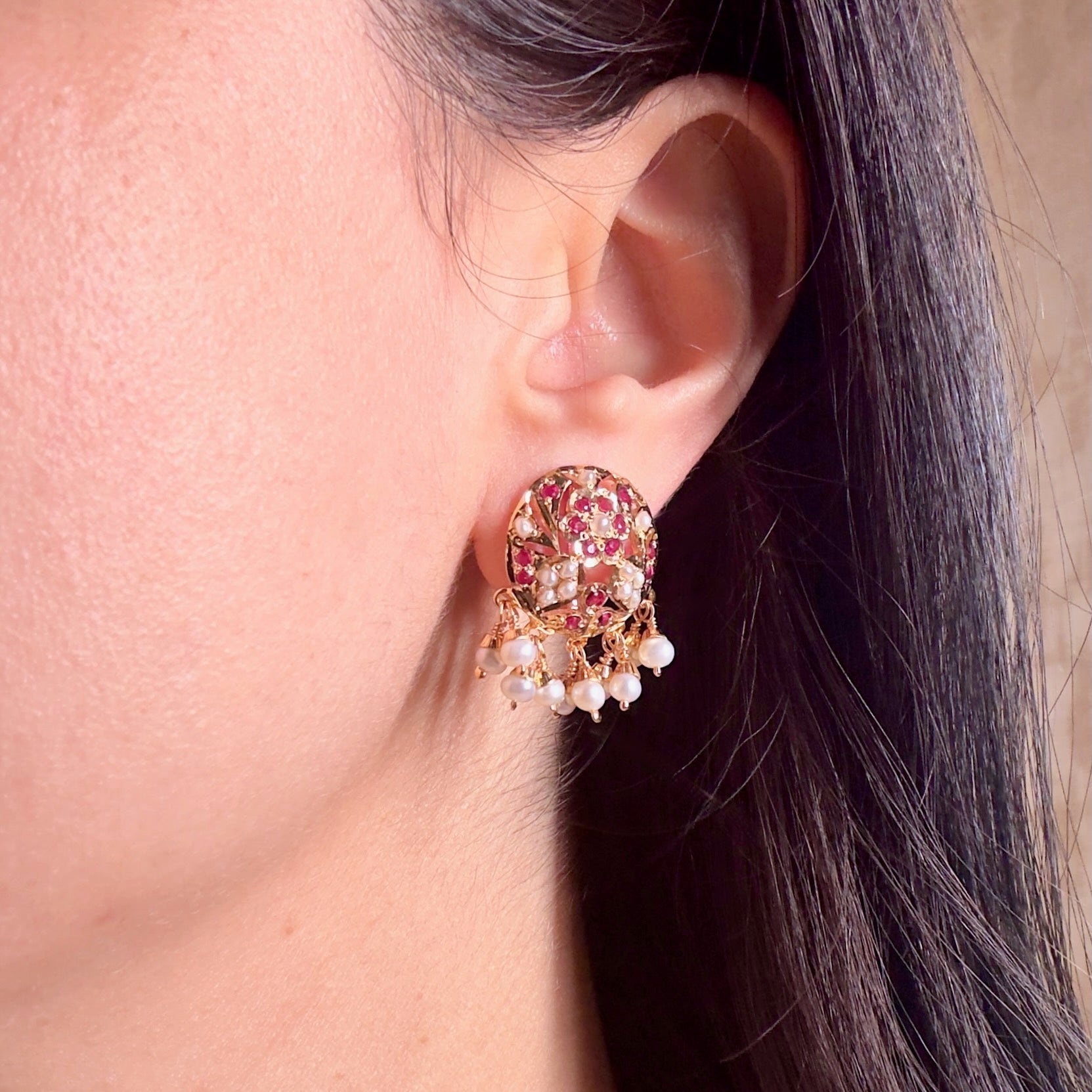 Womens Silver Stud Earrings | Indian Jadau Jewelry ER 492
