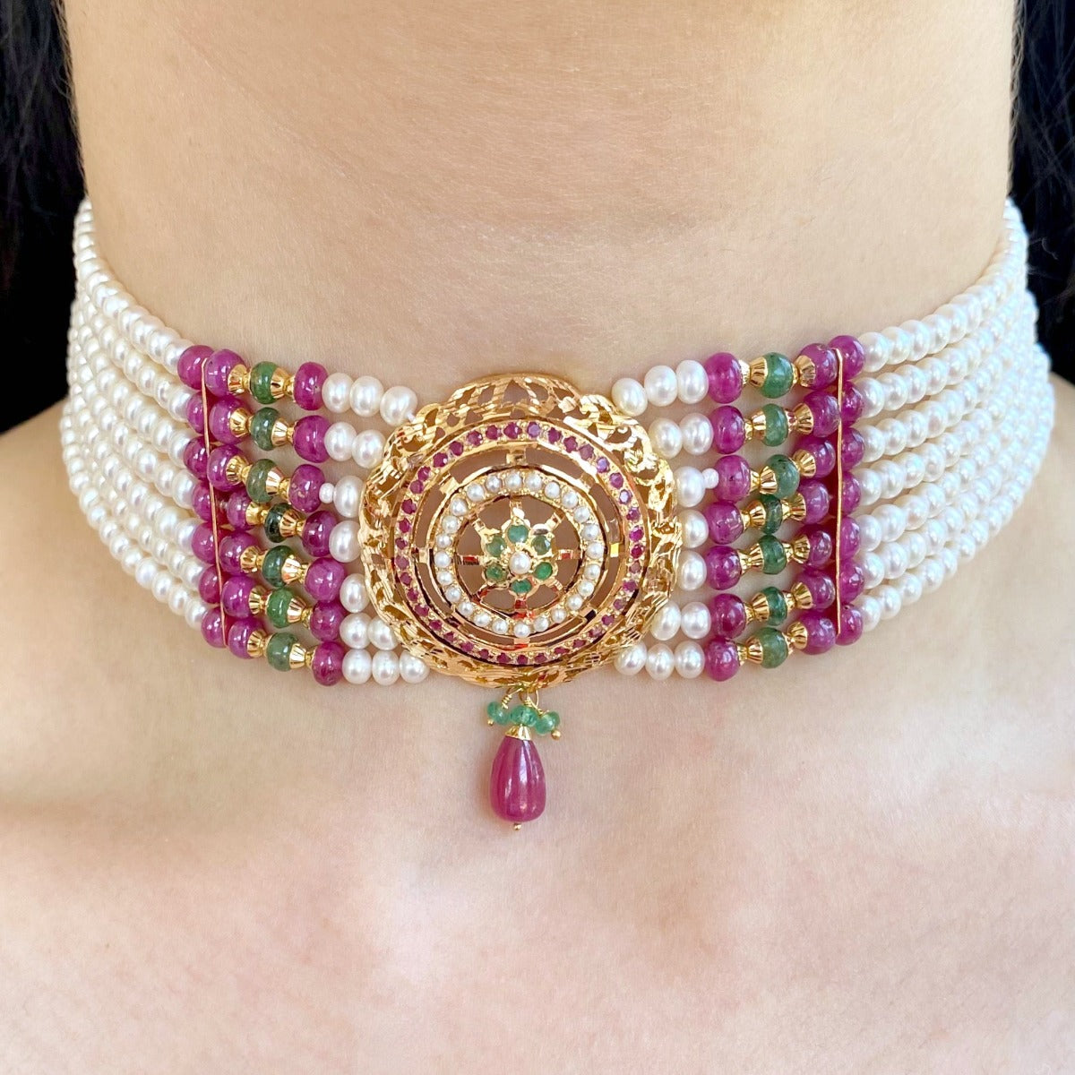 amritsari jadau choker gold