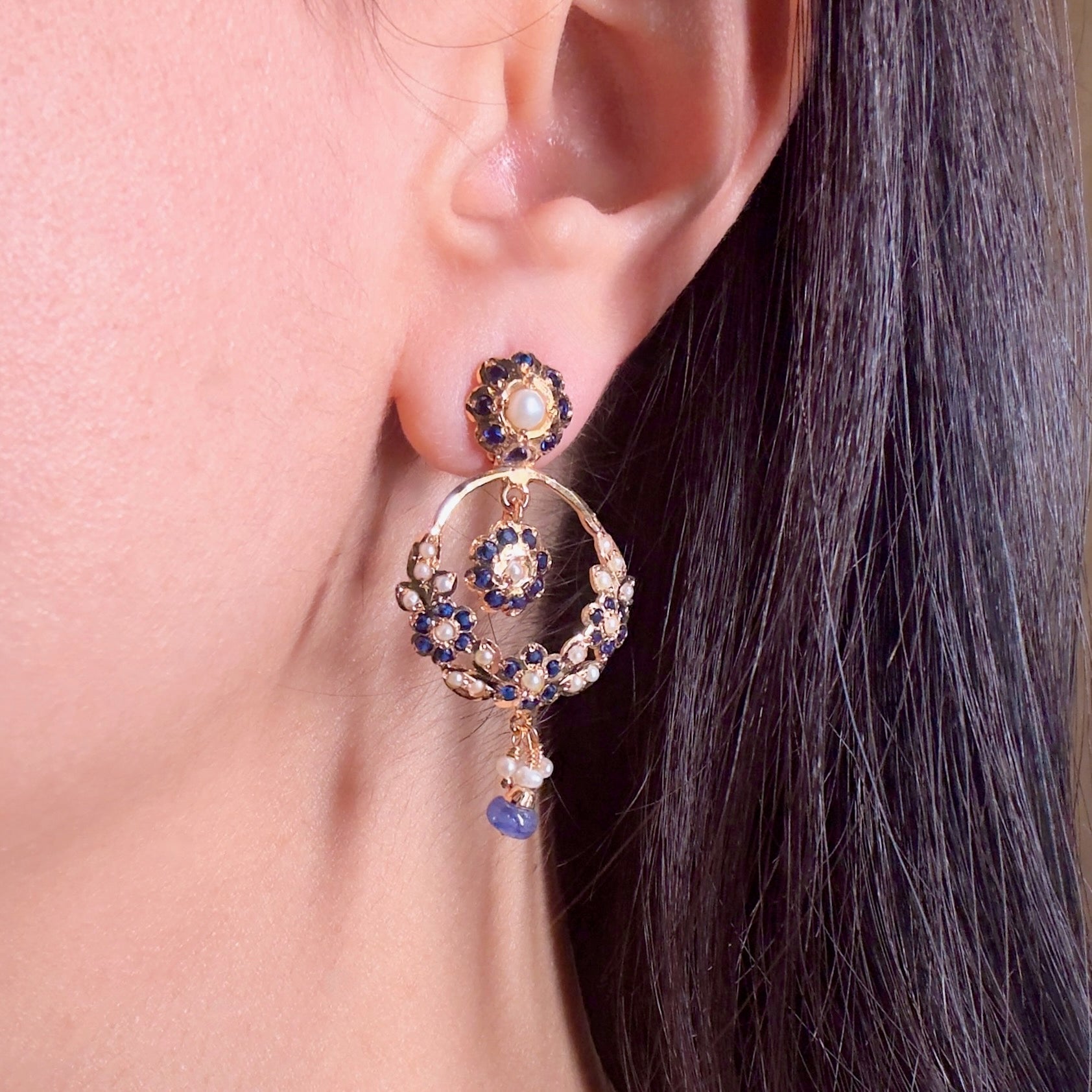 Small Jadau Earrings | Gold Plated | Indian Chandbali Design ER 495