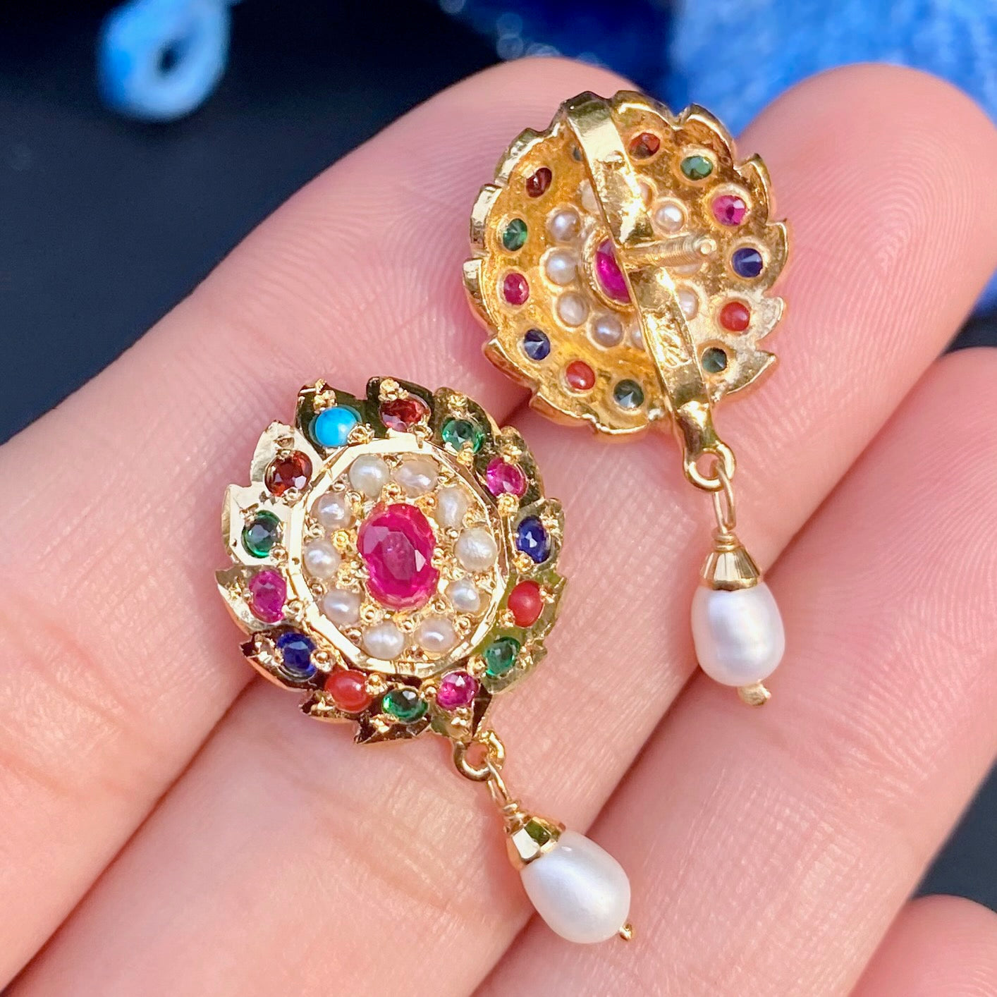 indian gold plated 925 silver studs