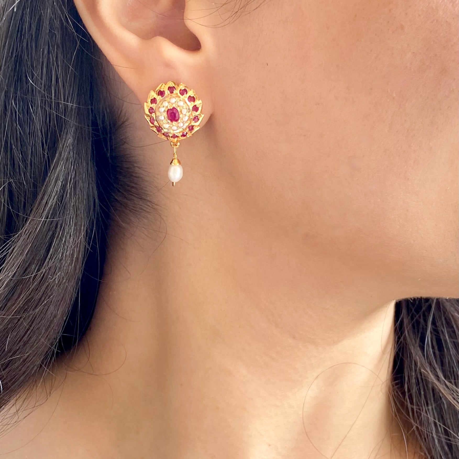 indian gold plated sterling silver studs