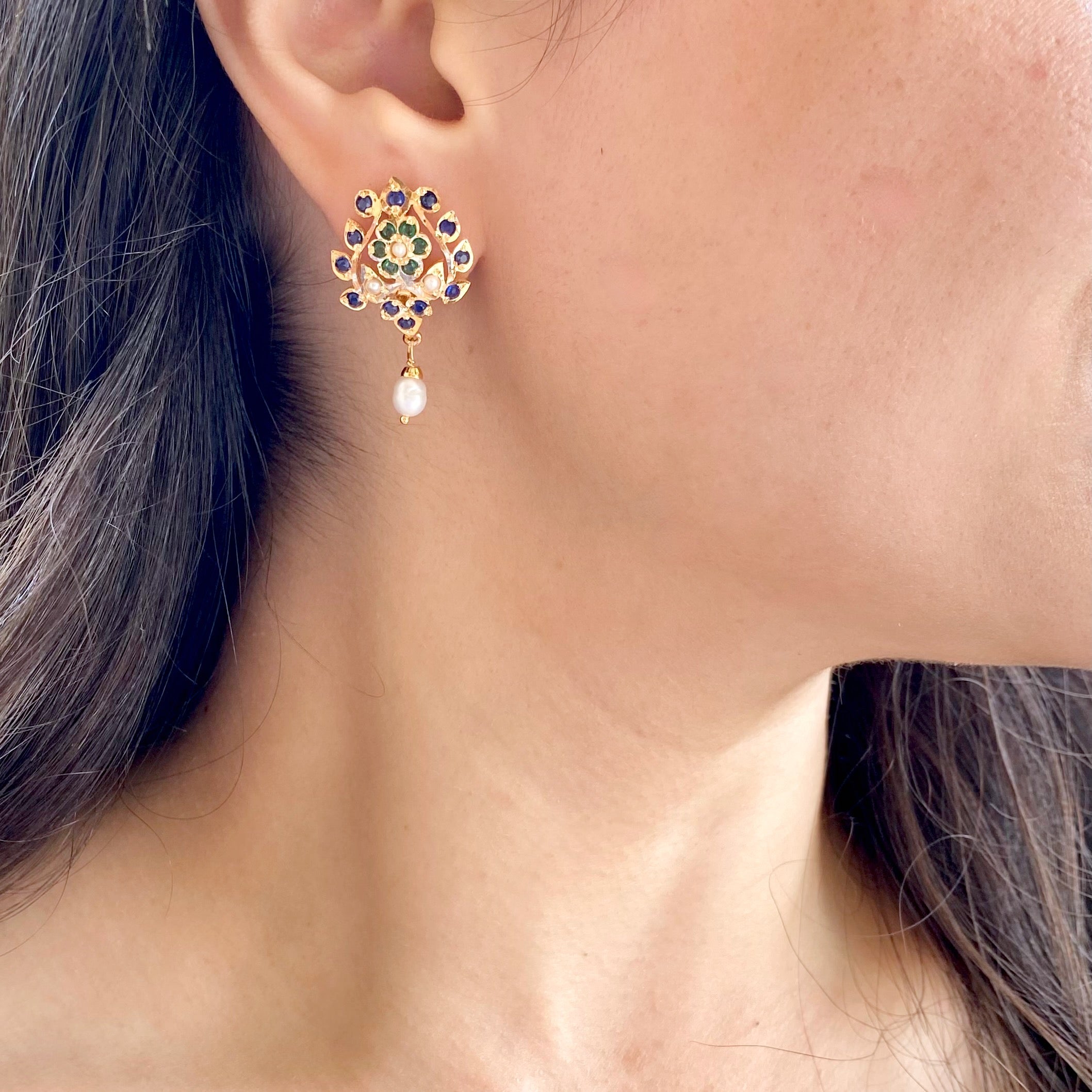 small indian gold plated silver studs
