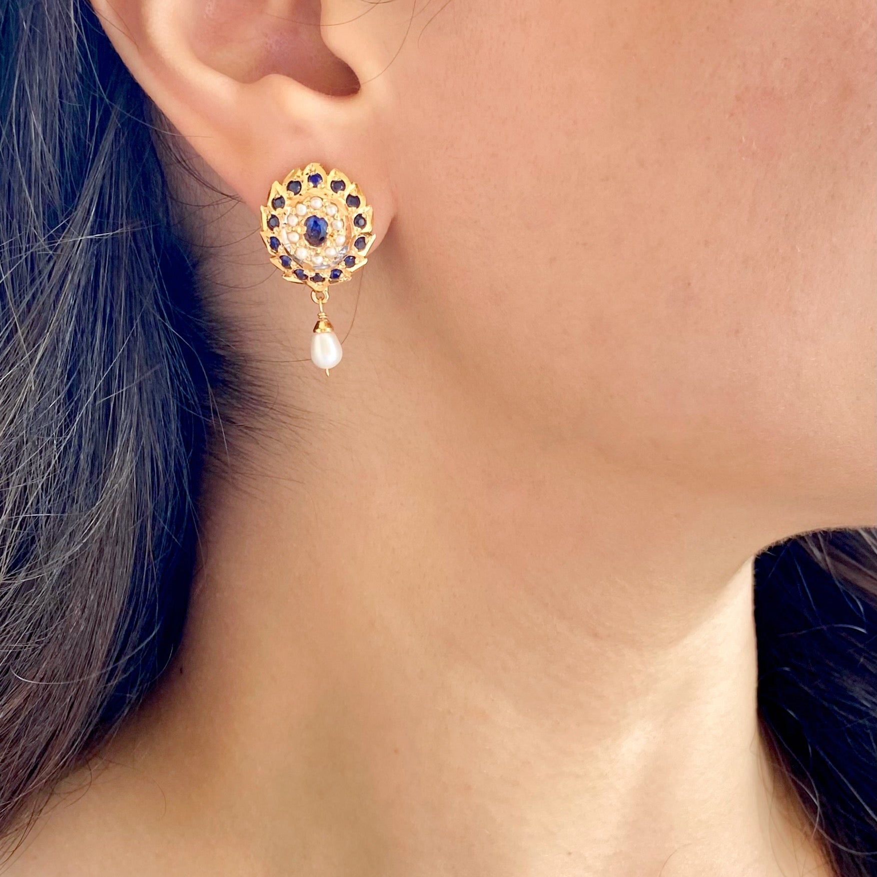 gold plated indian tops with pearl drop