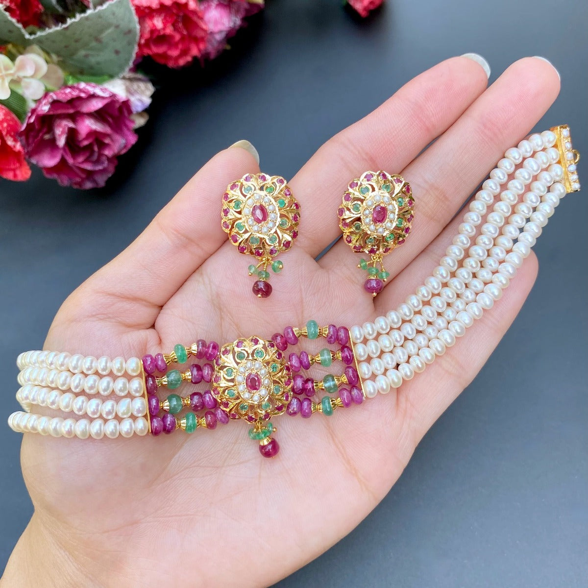 dainty gold choker india