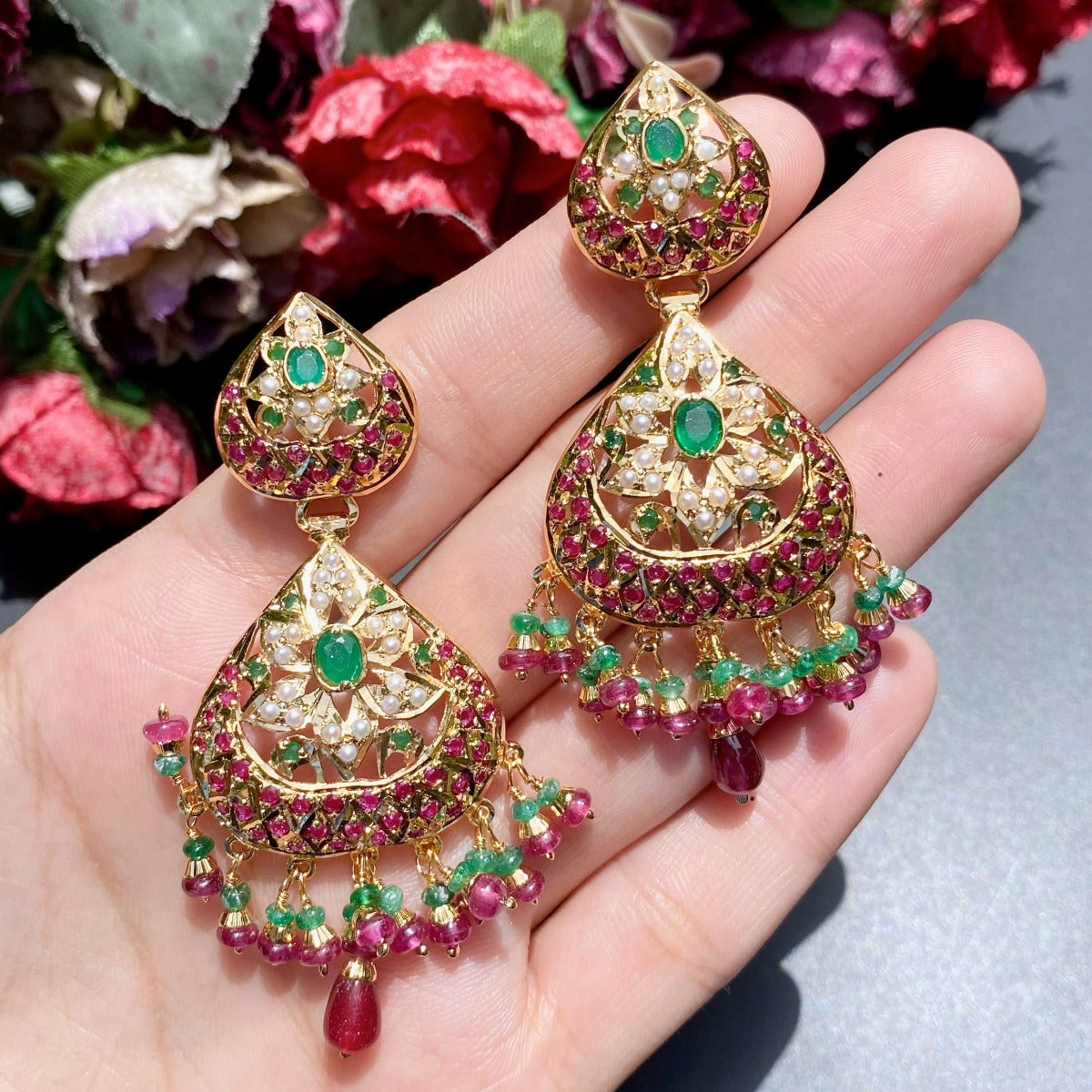 silver plated jadau earrings usa