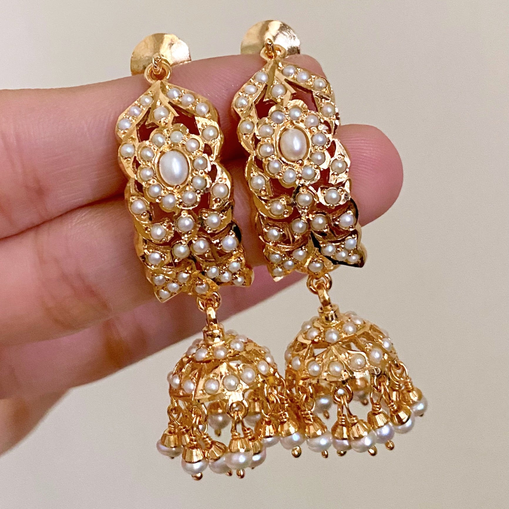 dandi jhumki pearls