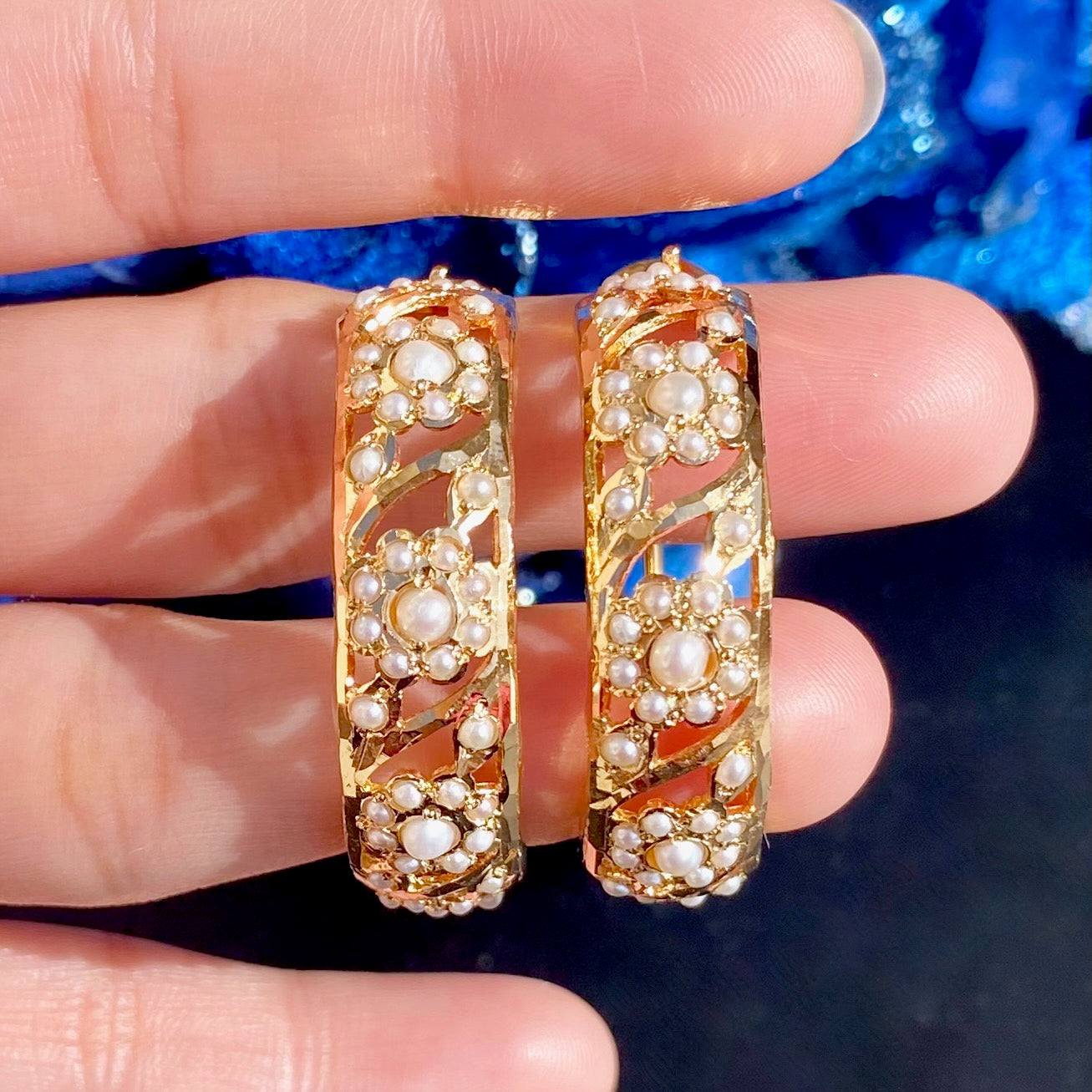 pearl balis on gold plated silver