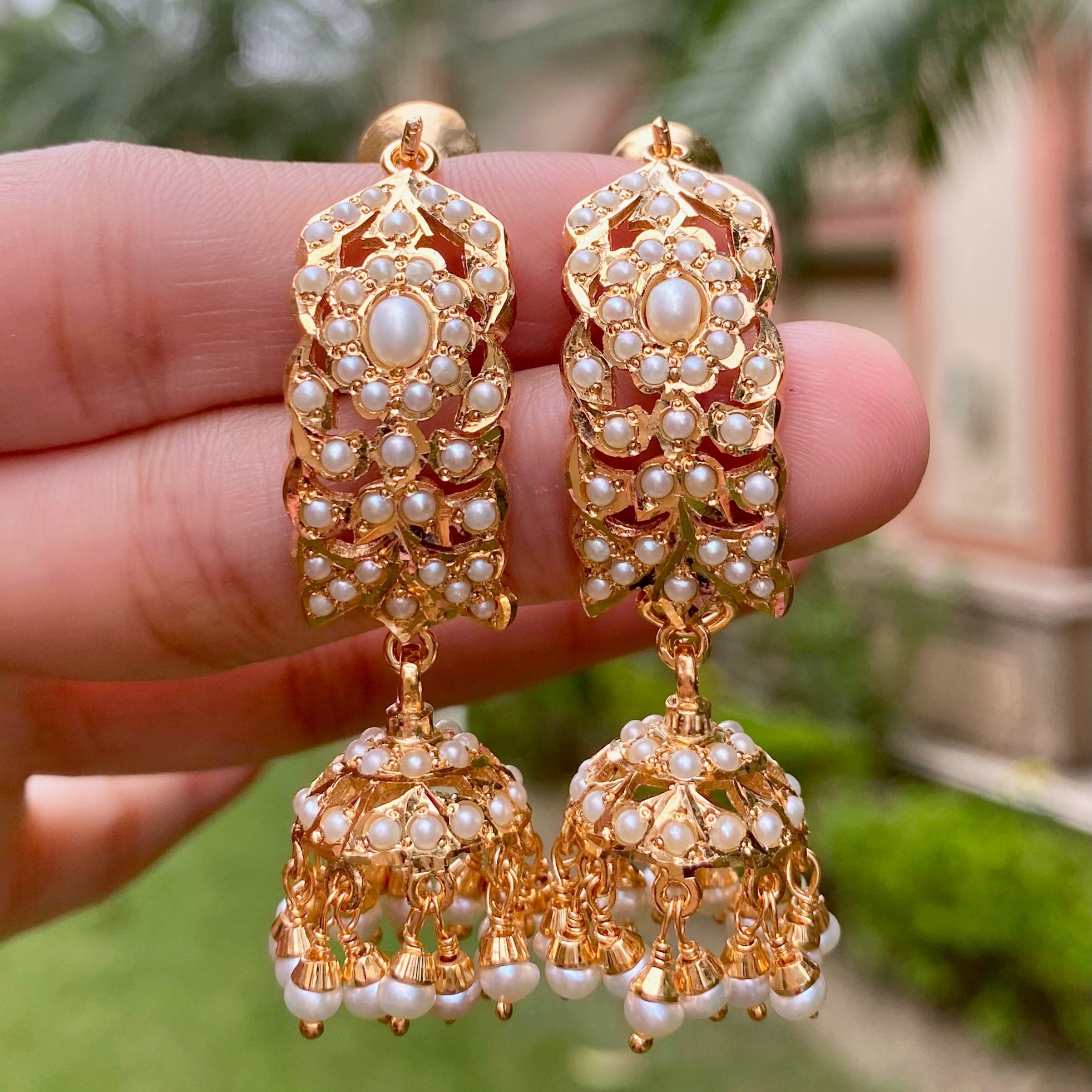 dandi jhumki pearls