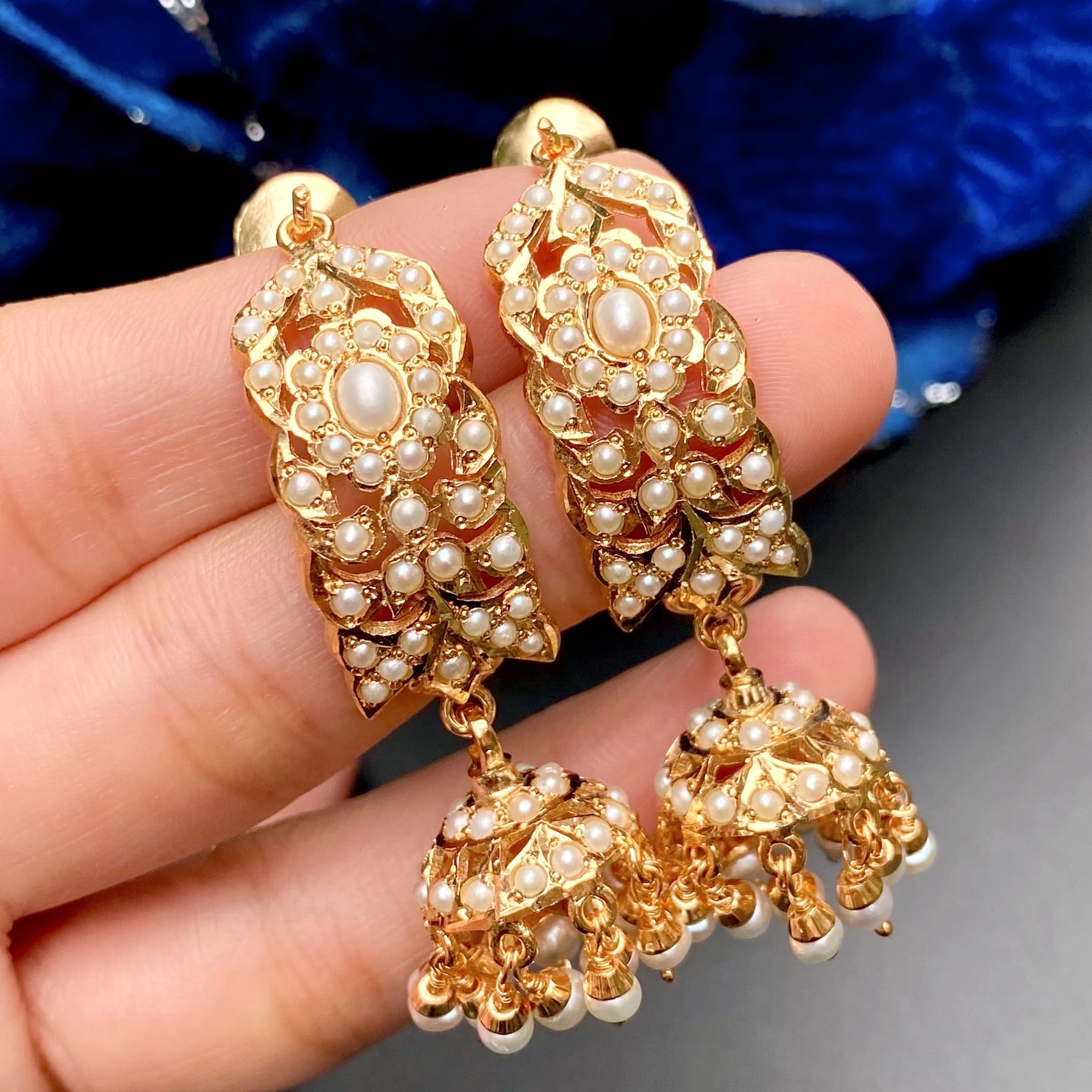 dandi jhumki pearls