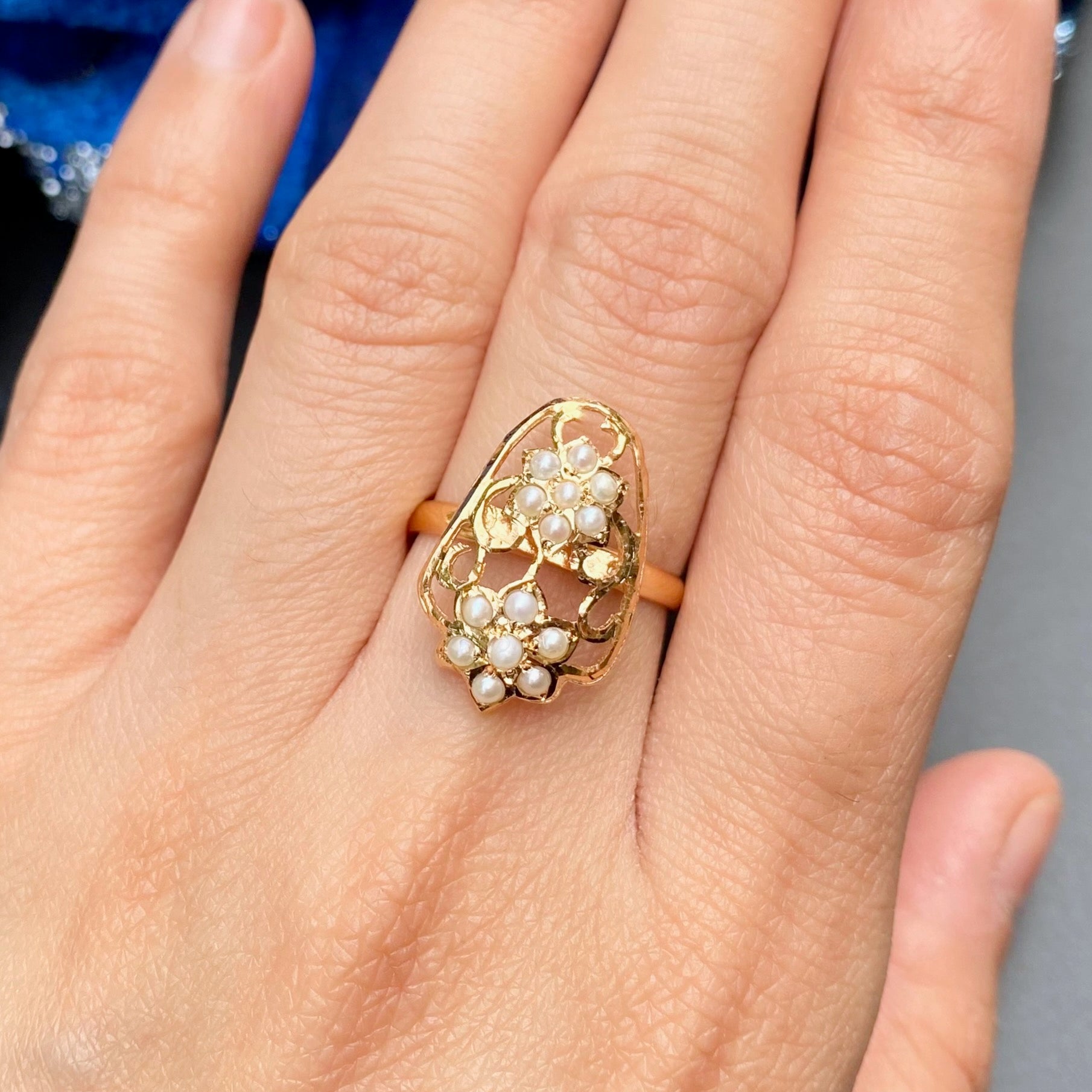 gold plated pearl ring