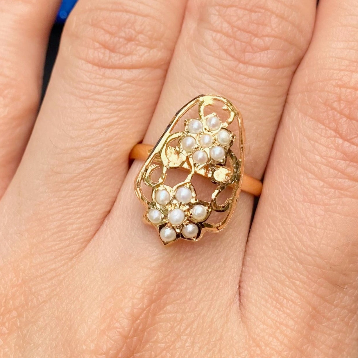 gold plated pearl ring