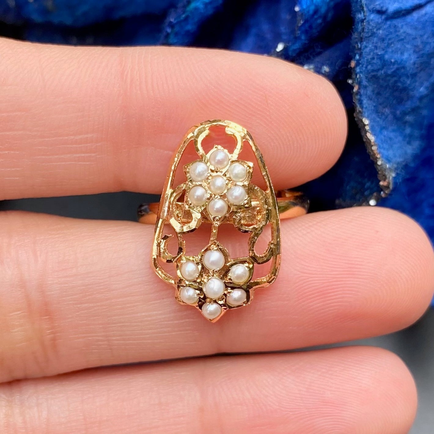 gold plated pearl ring