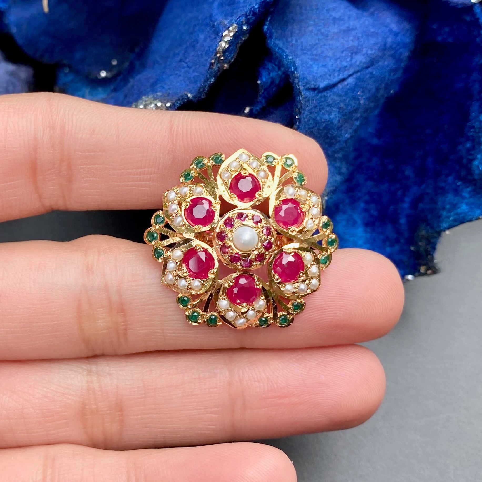indian jadau ladies cocktail ring