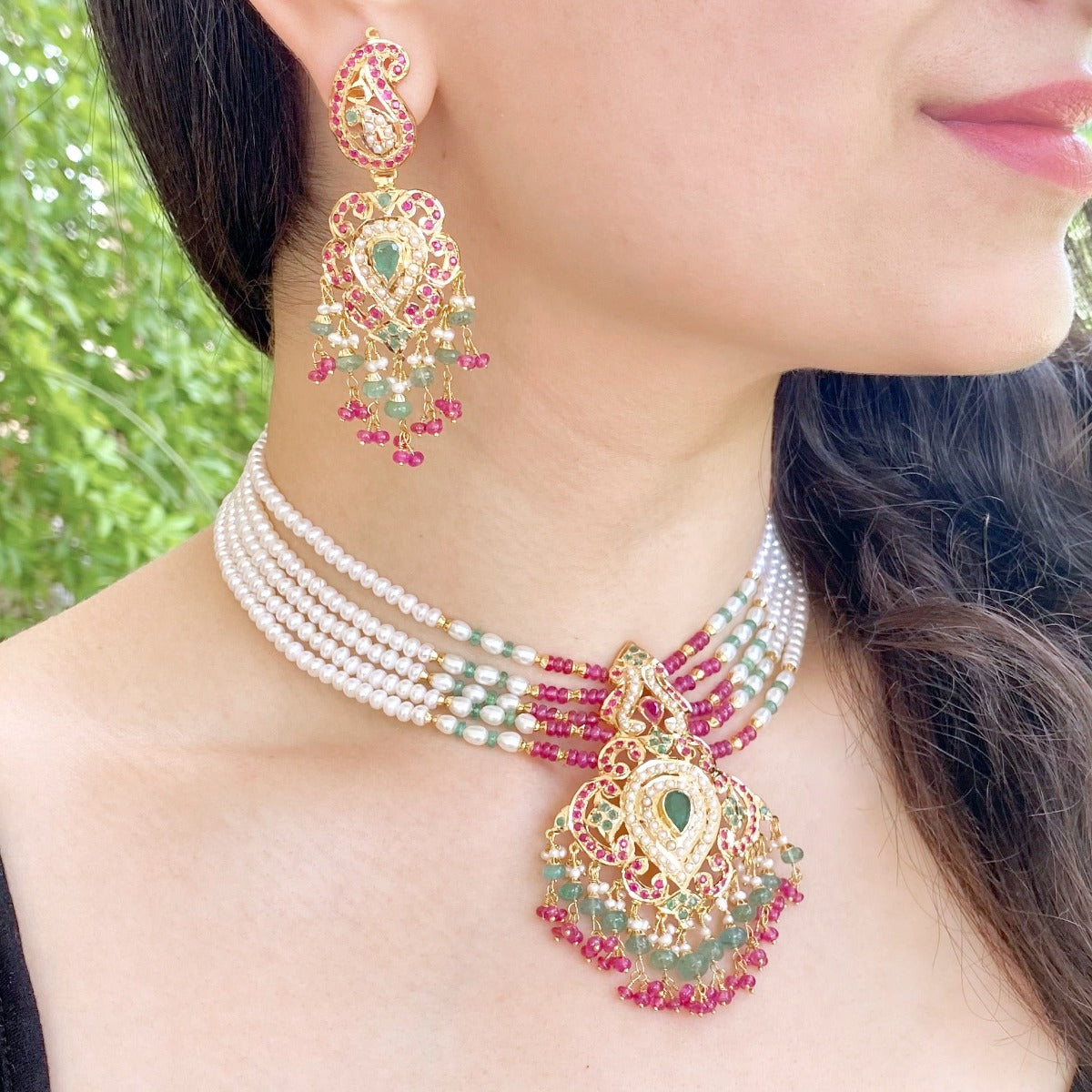 jadau gold choker necklace indian