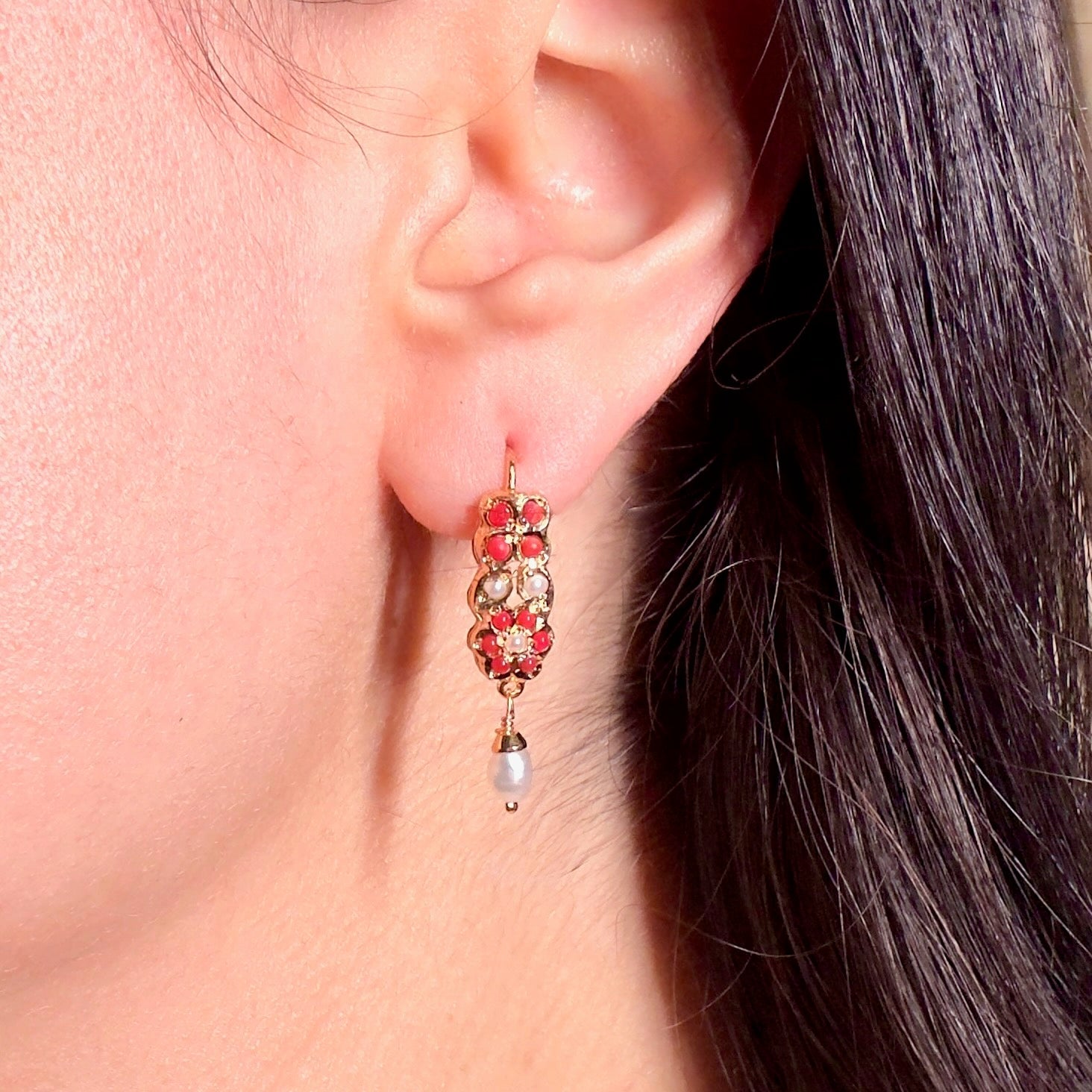 small coral earrings