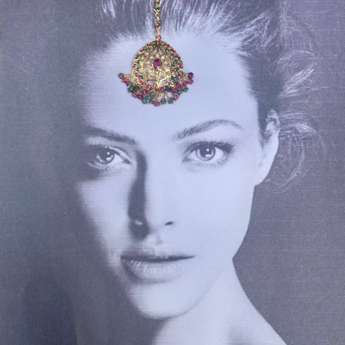 hyderabadi ruby emerald jadau maang tika