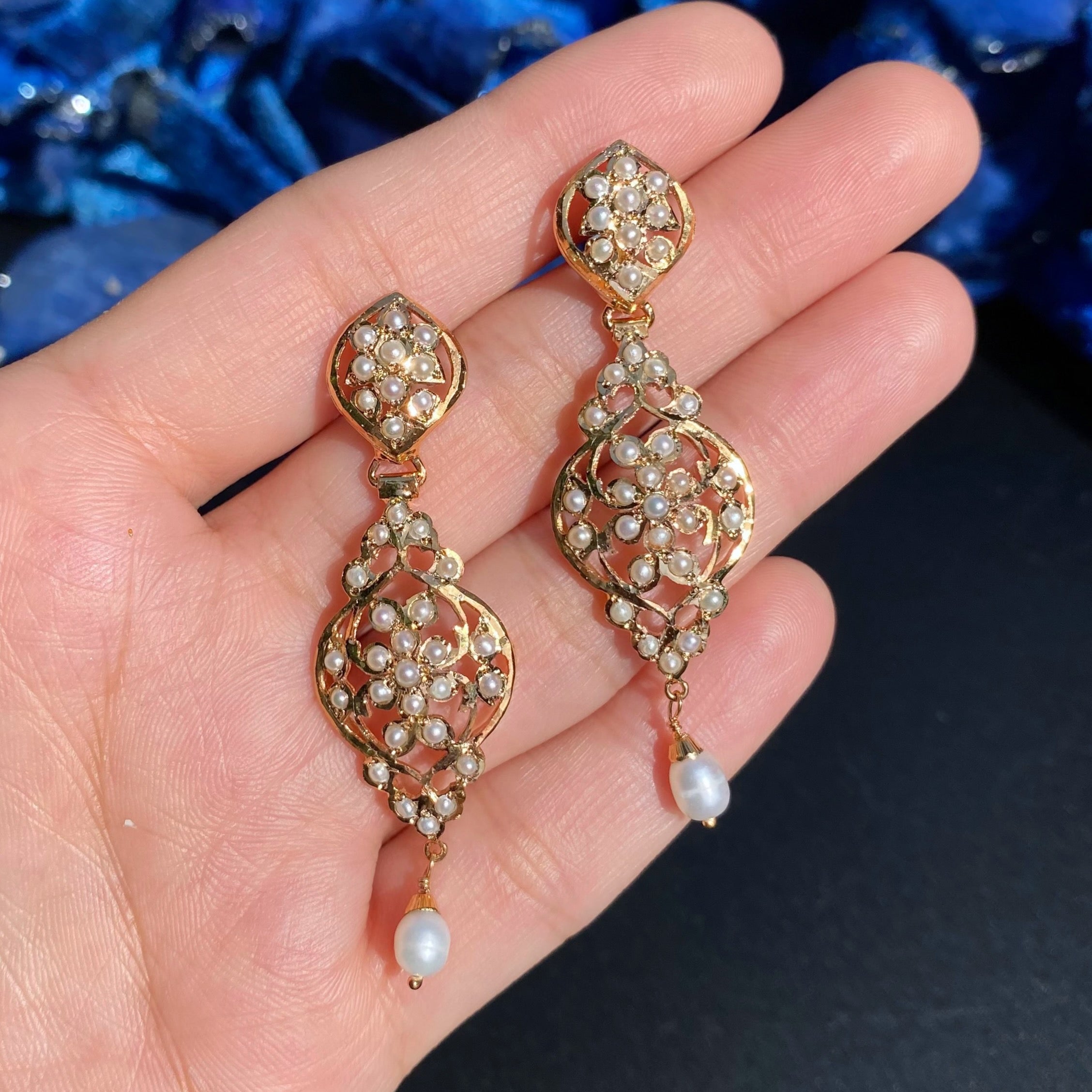 Edwardian Style Seed Pearl Pendant Set | Gold Plated on Silver PS 139