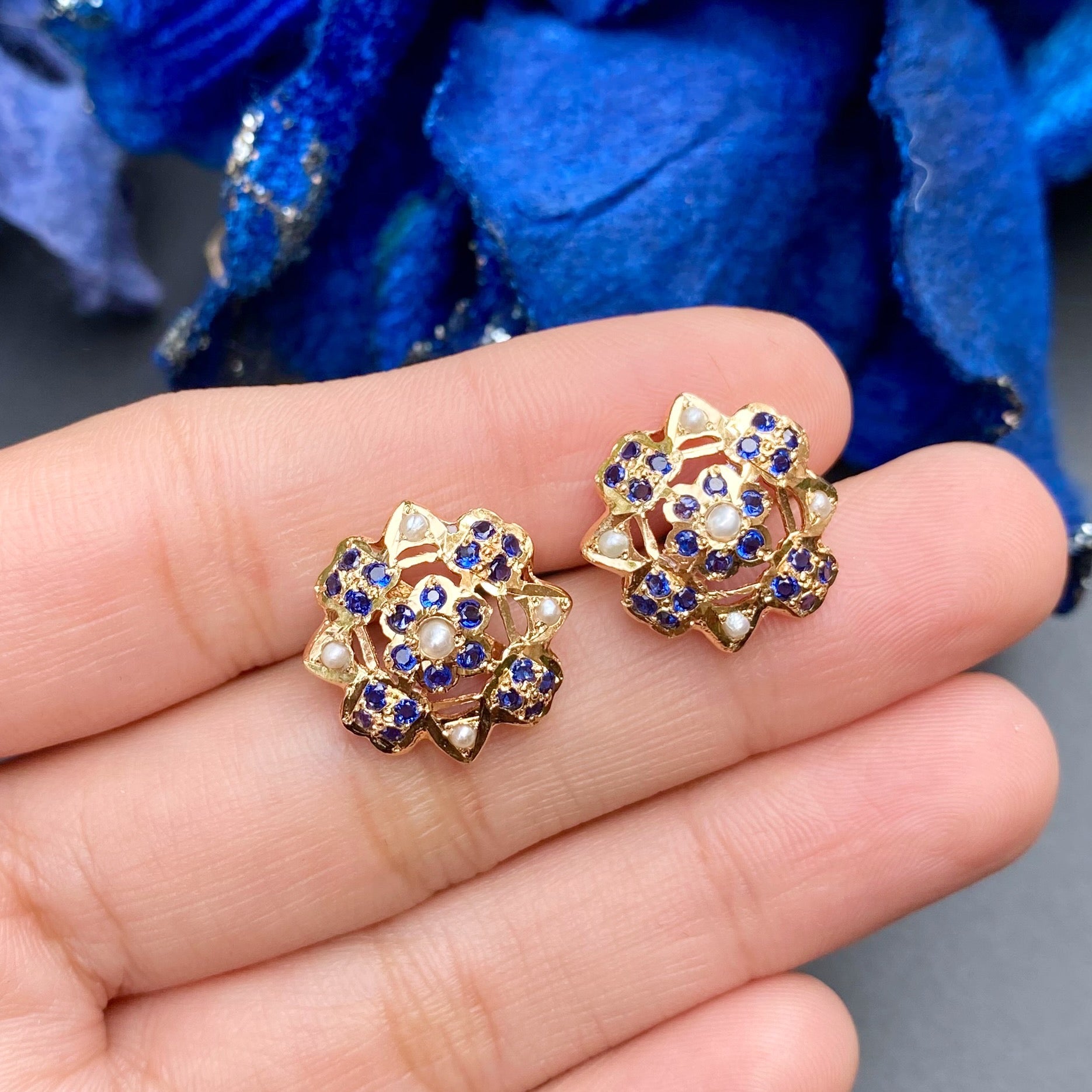 navy blue stud earrings