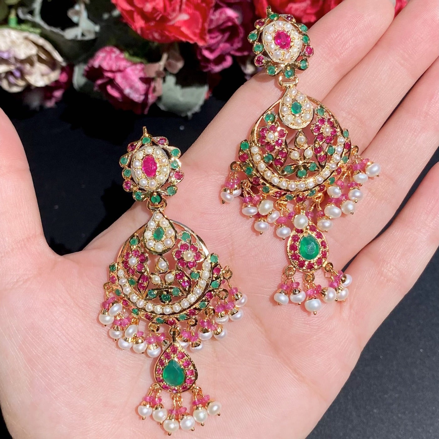 broad jadau necklace set ruby emerald