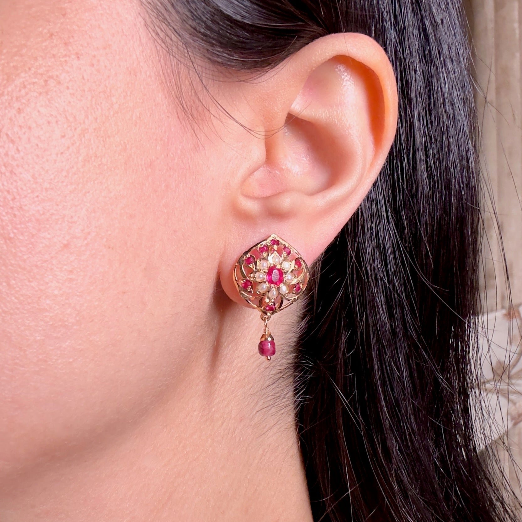 cute ruby studs for girls