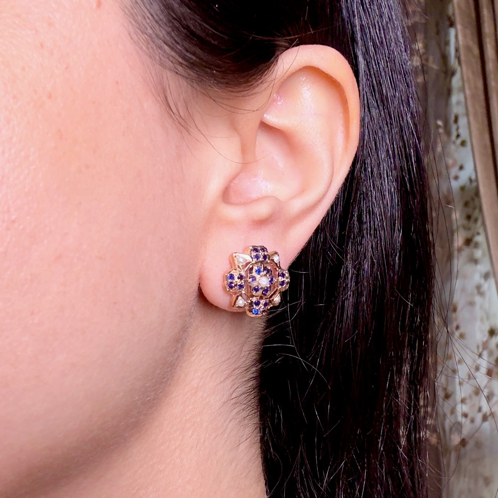 navy blue stud earrings