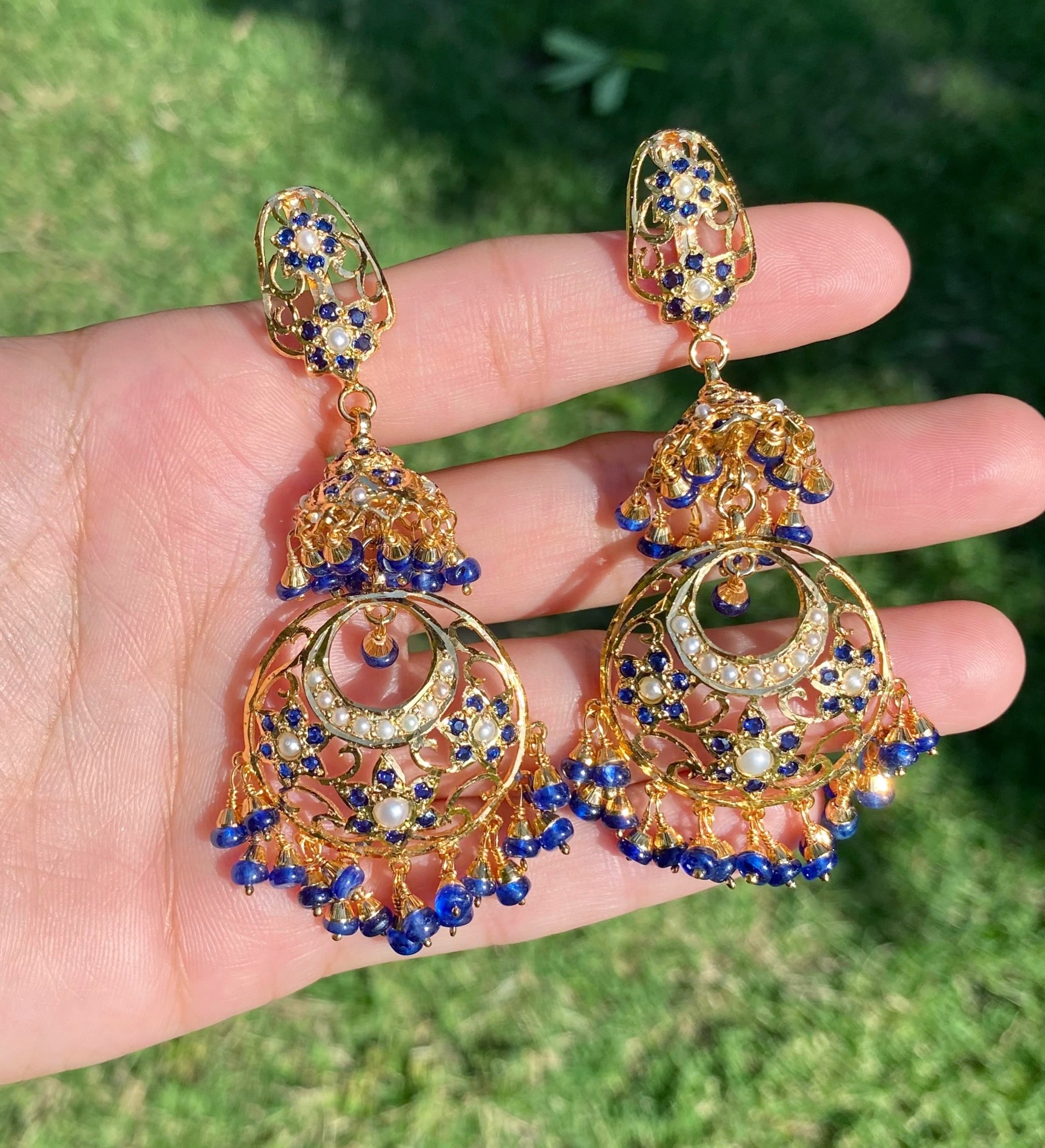 Exquisite Jadau Necklace Paired with Chandbali Jhumka Earrings | Gold Plated on Silver NS 453