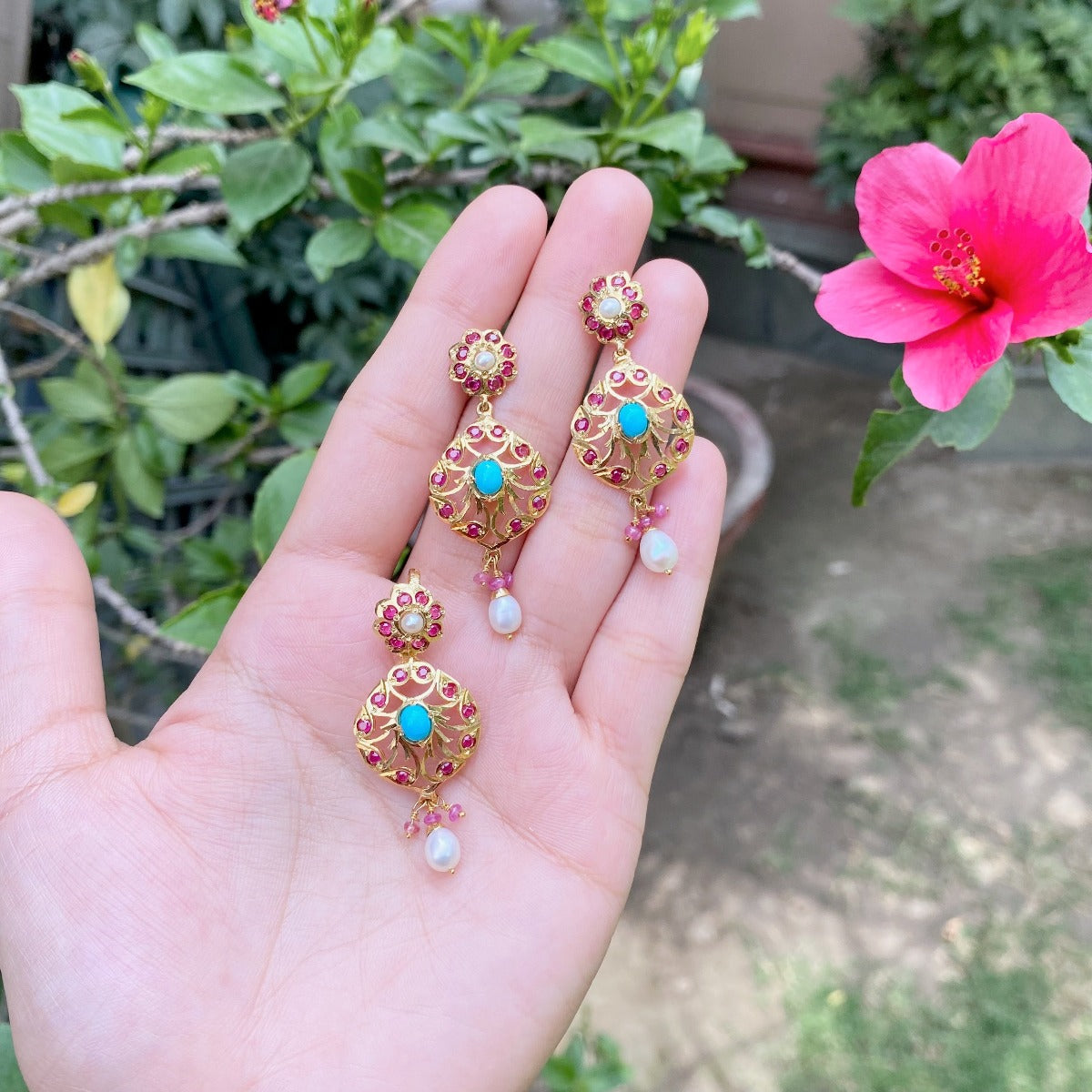 gold plated feroza pendant