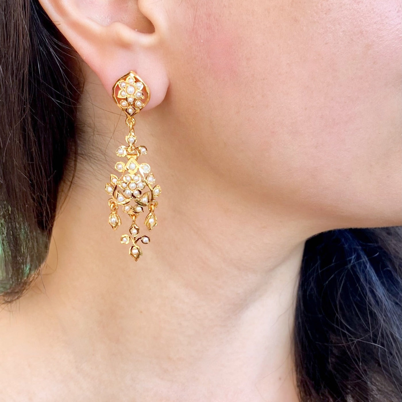 dainty real pearl earrings from india