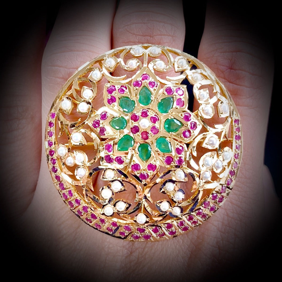 indian gold cocktail ring