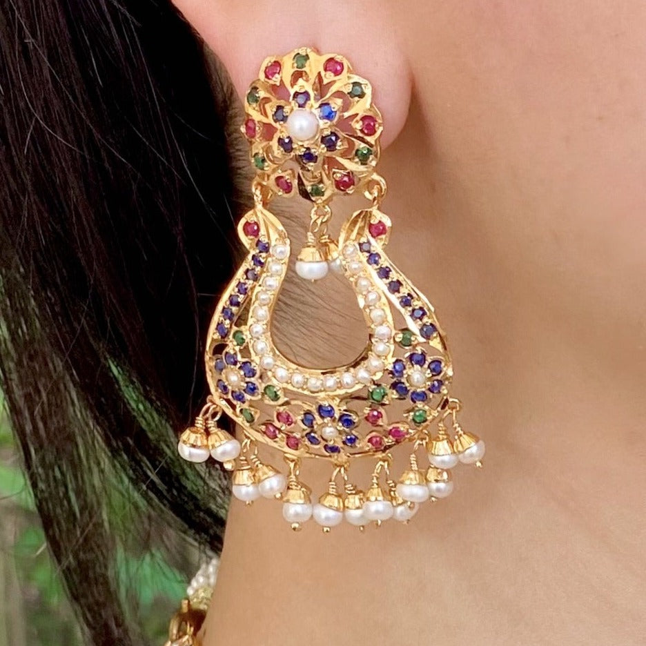 indian jadau chandbali earrings