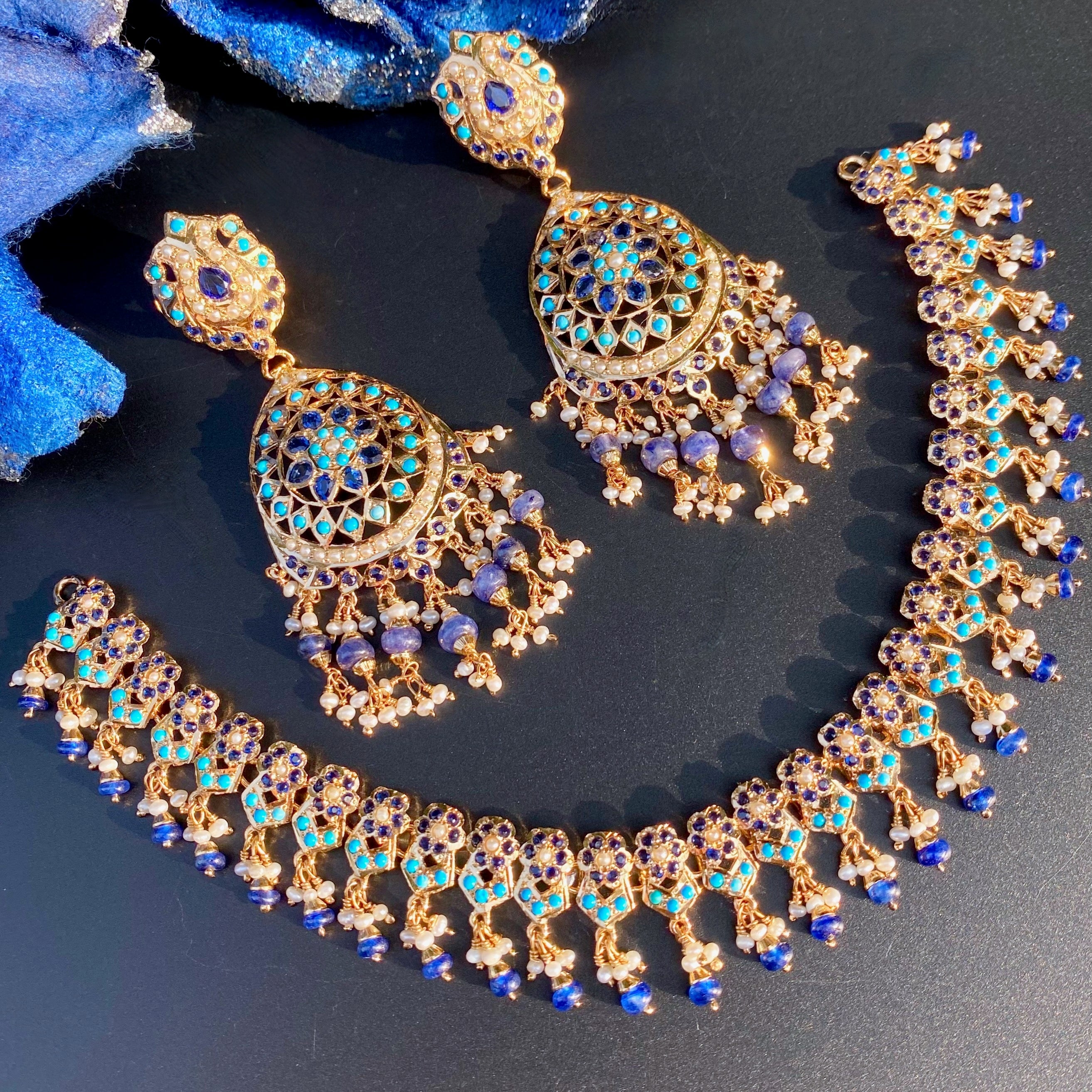 blue necklace set